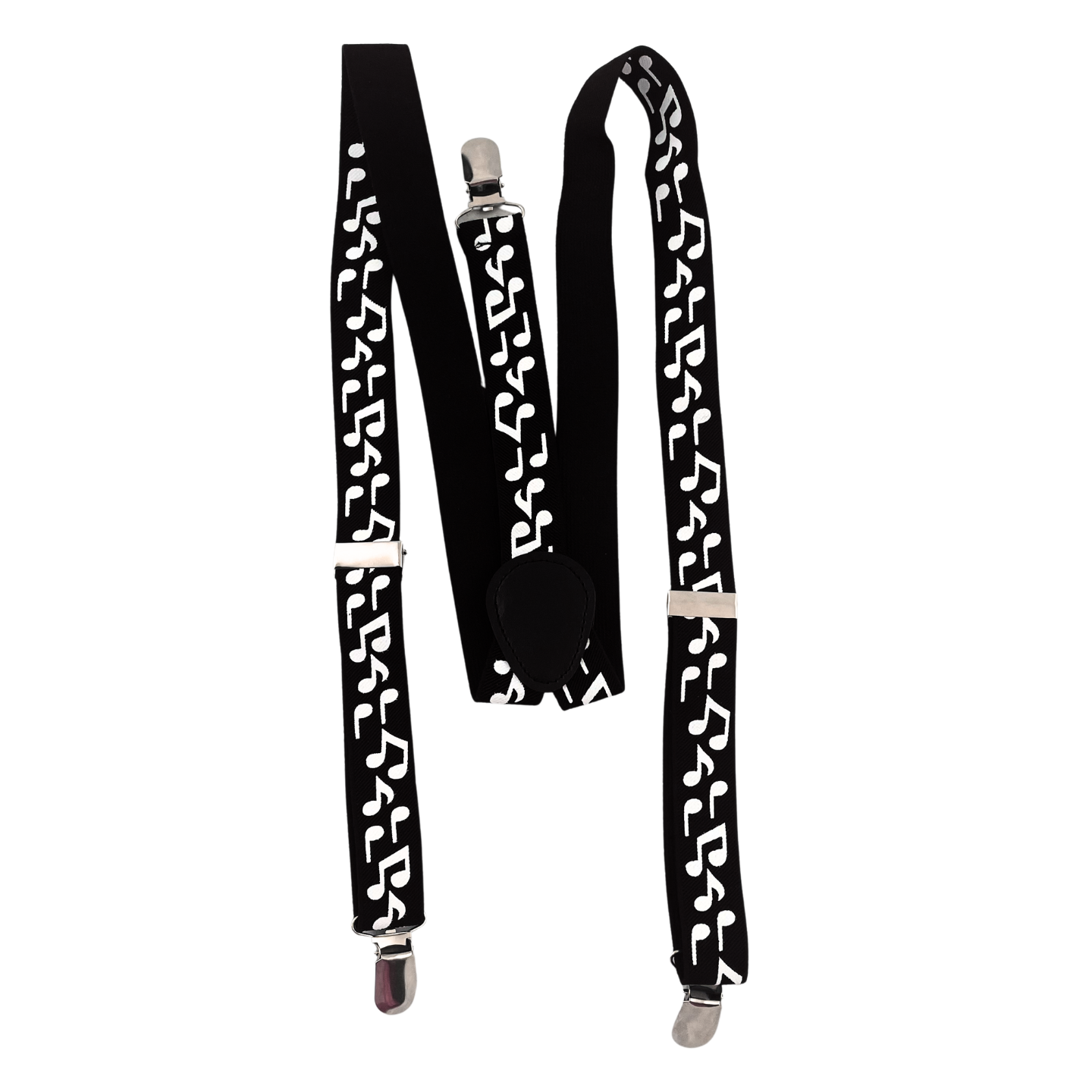 Suspenders - Black with White Music Notes