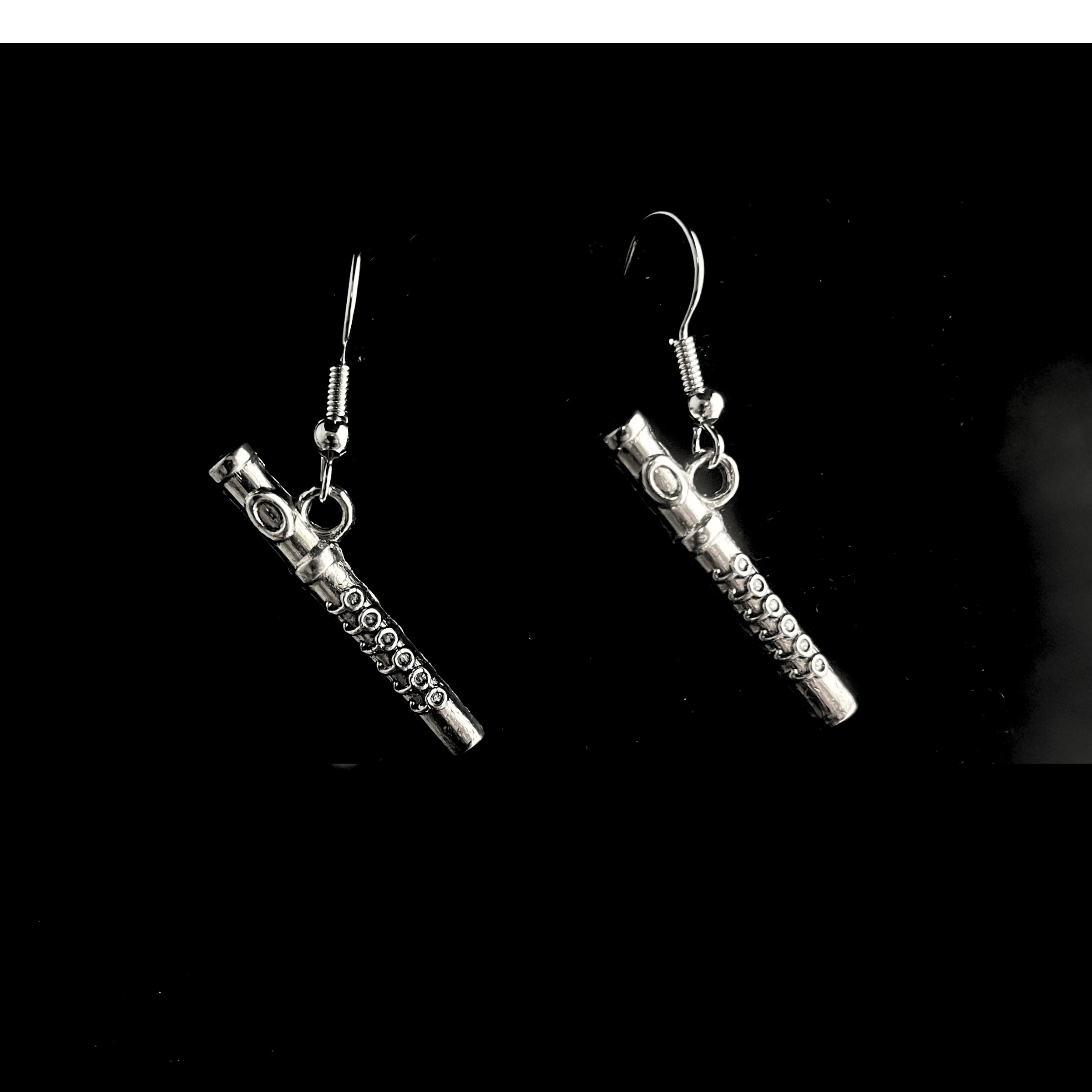 Earrings - Small Silver Flute