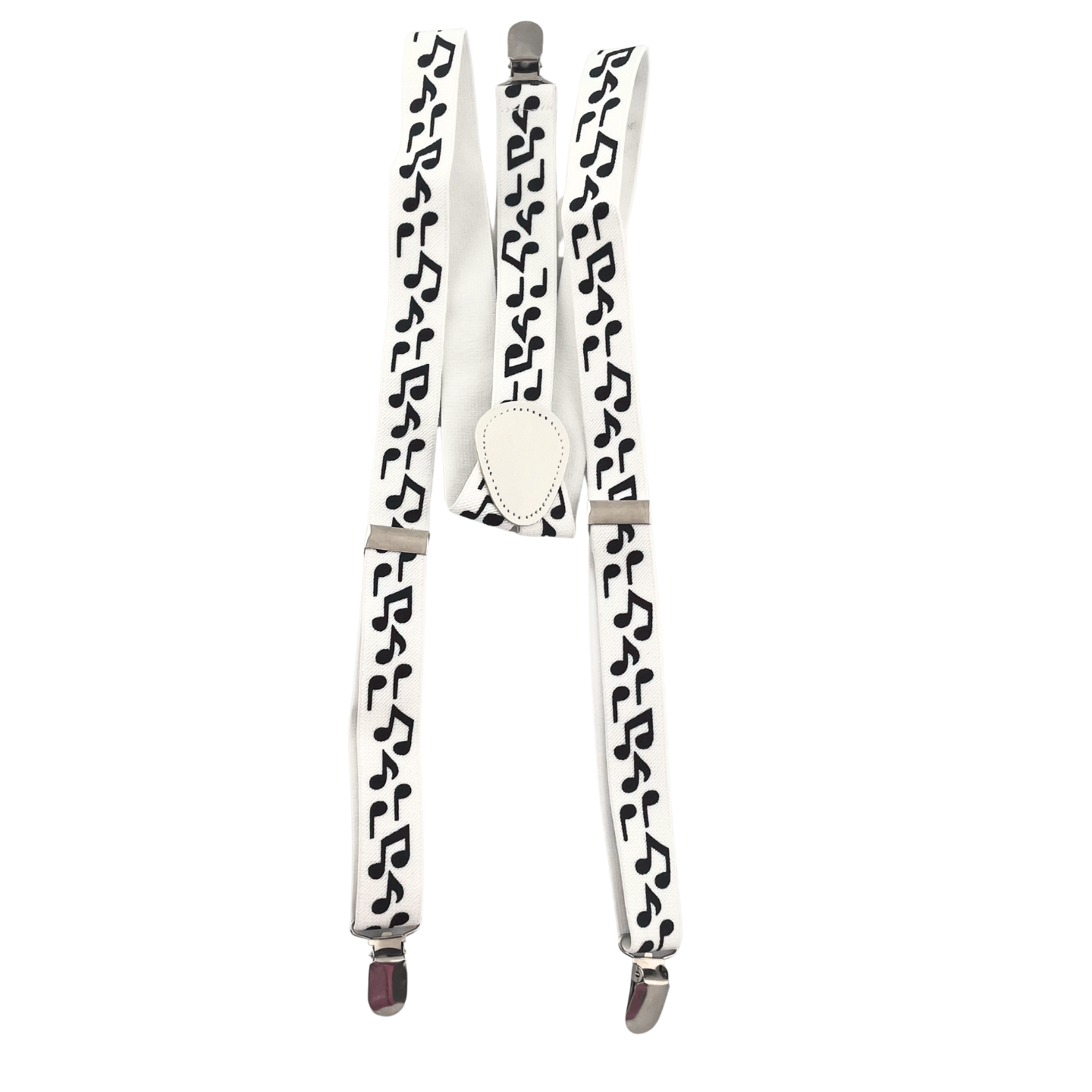 Suspenders - White with Black Music Notes