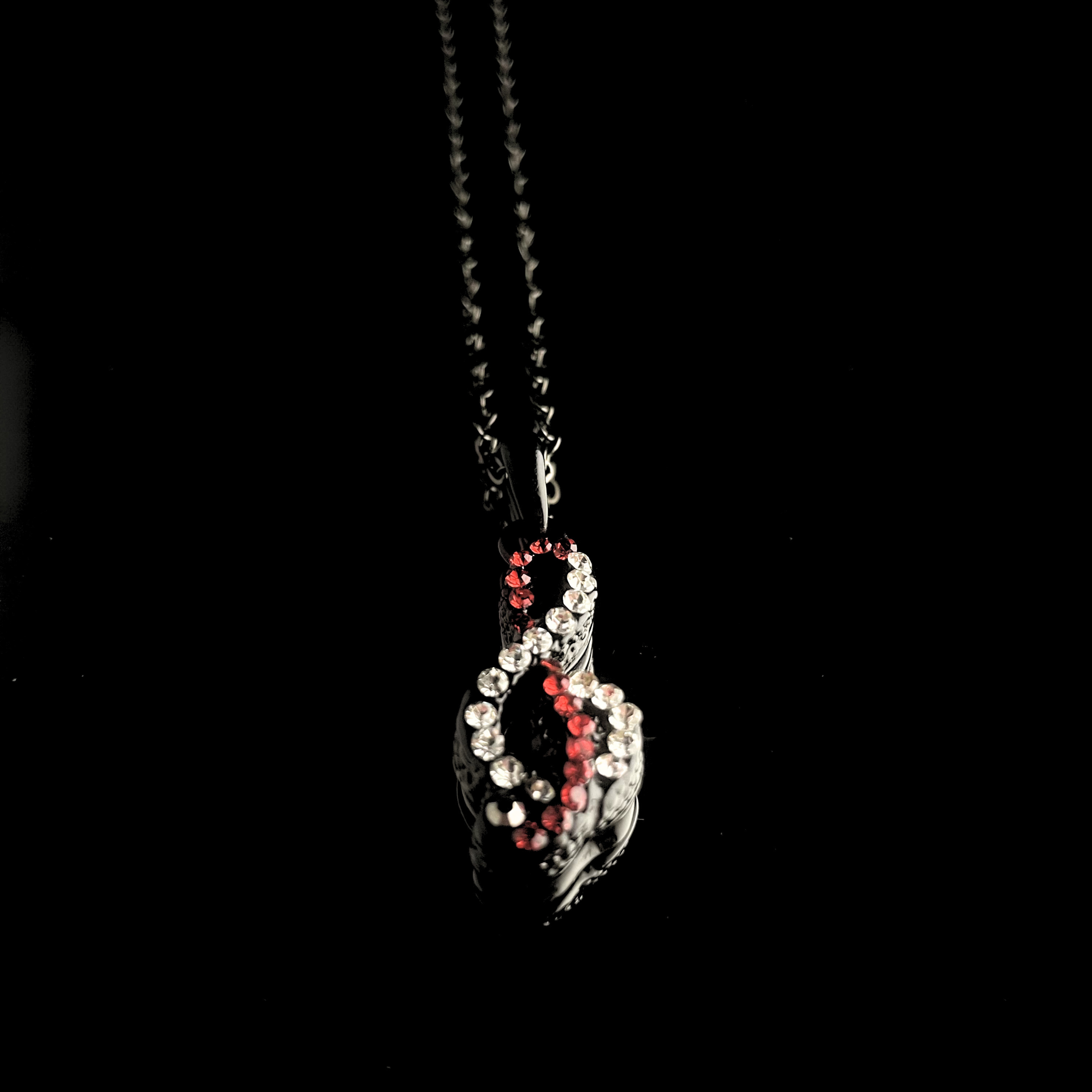 Necklace - Red/Black/Clear Rhinestone Treble Clef