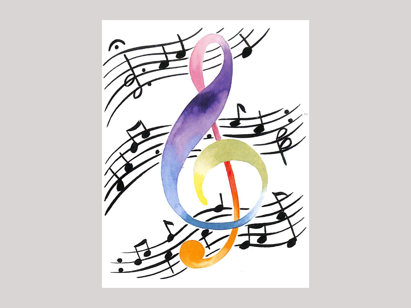 Note Cards - Colorful Treble Clef