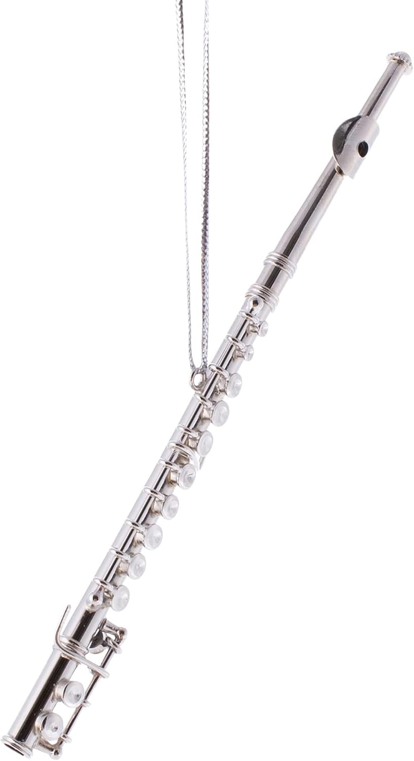 Silver Finish Flute Ornament - Large