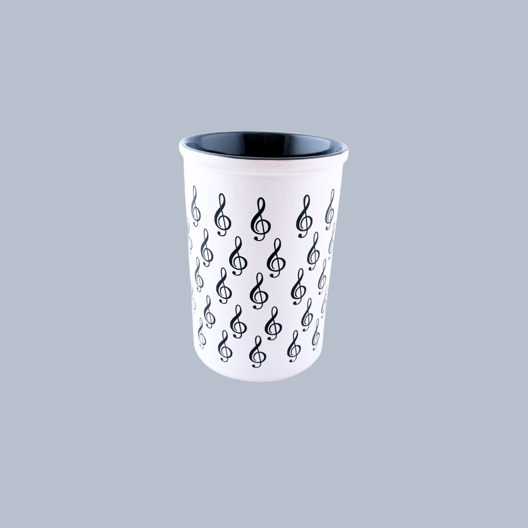 Ceramic Pencil Cup with Mini G Clefs