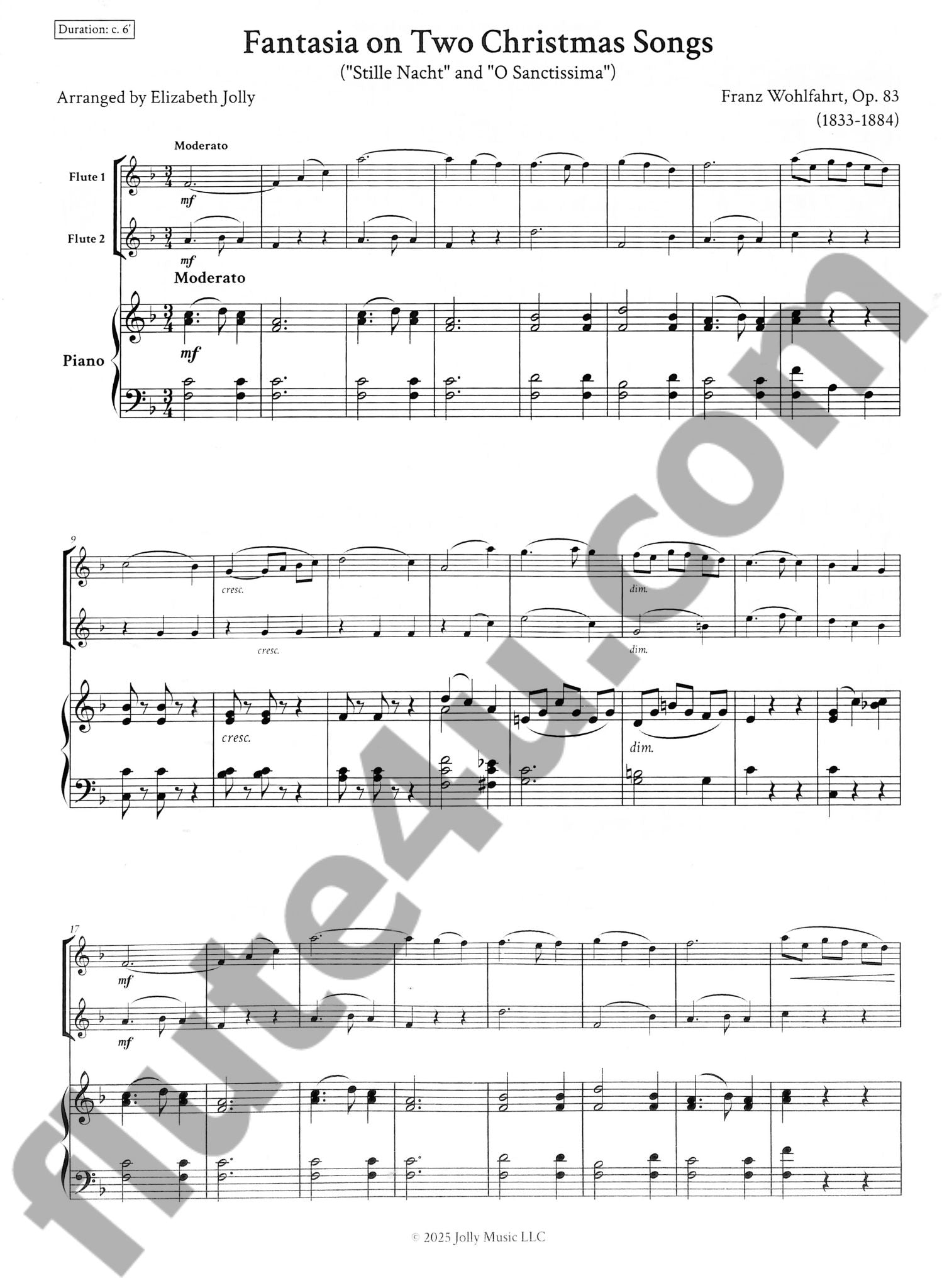Wohlfahrt, F :: Fantasia on Two Christmas Songs, Op. 83
