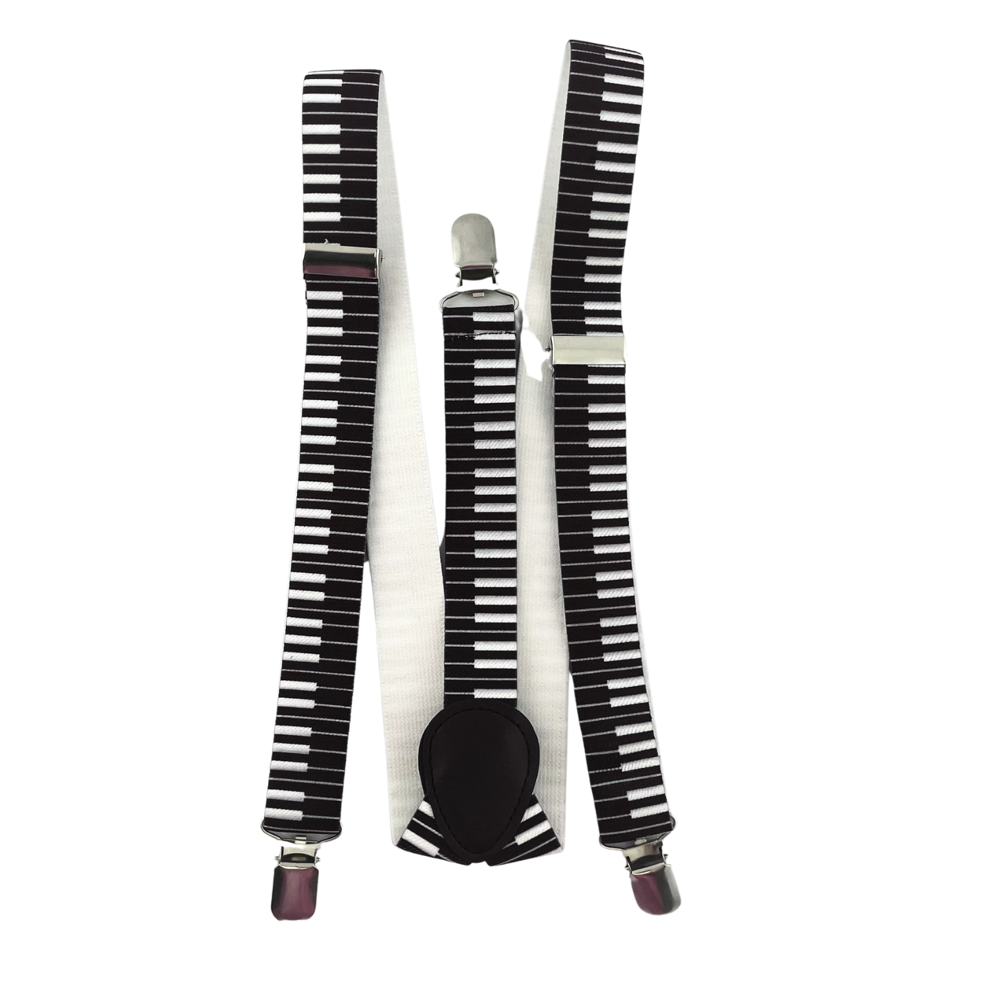 Suspenders - Black with Piano