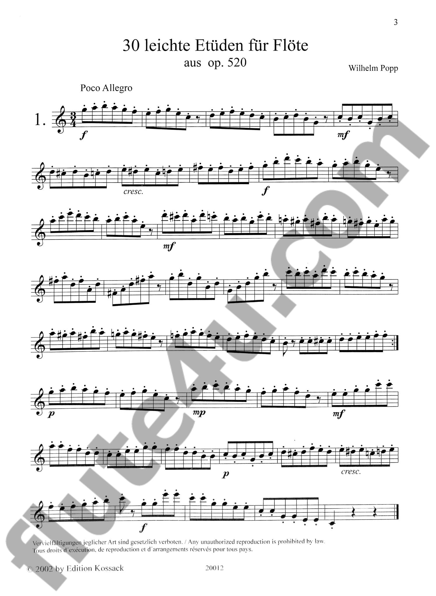 Popp, W :: 30 leichte Etuden [30 easy studies], op. 520
