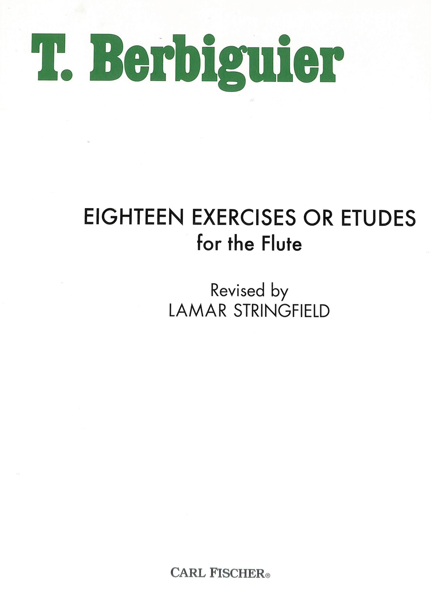 Berbiguier, BT :: Eighteen Exercises or Etudes