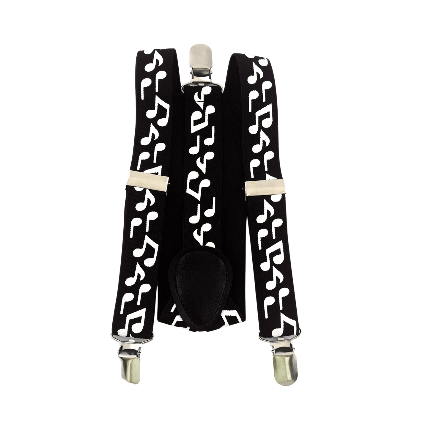 Suspenders - Black with White Music Notes