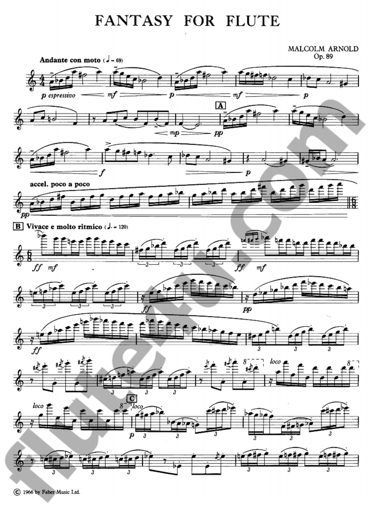 Arnold, M :: Fantasy for Flute op. 89