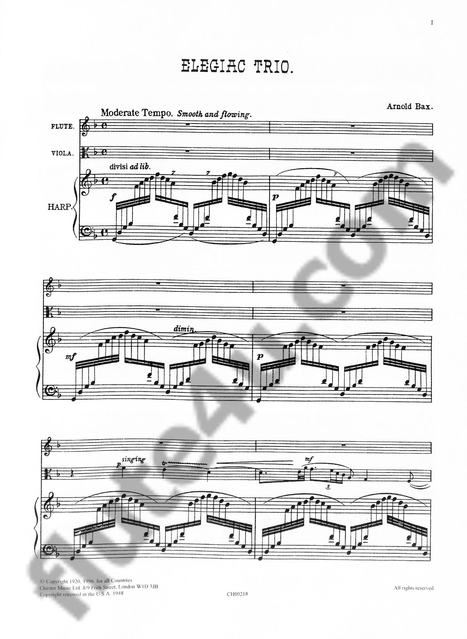 Bax, A :: Elegiac Trio