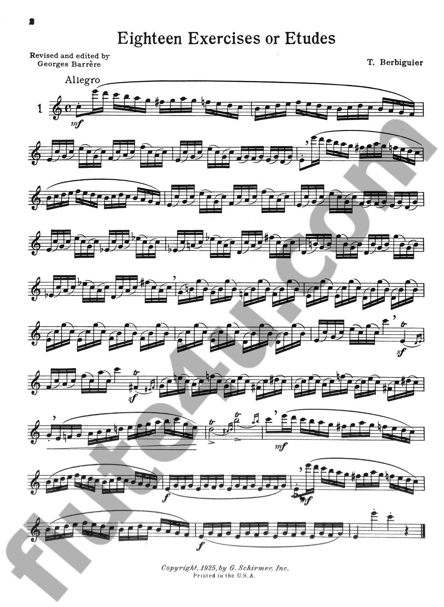 Berbiguier, BT :: Eighteen Exercises or Etudes