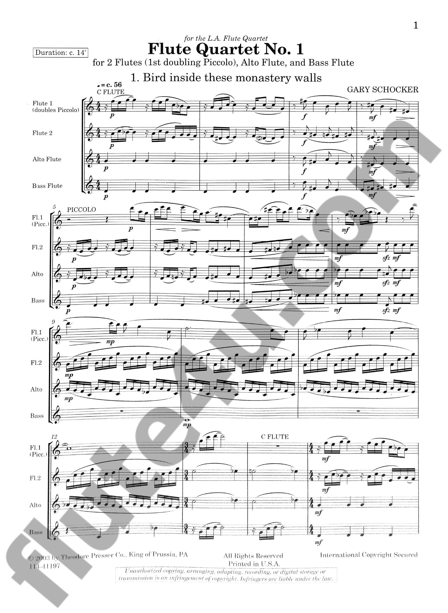 Schocker, G :: Flute Quartet No. 1