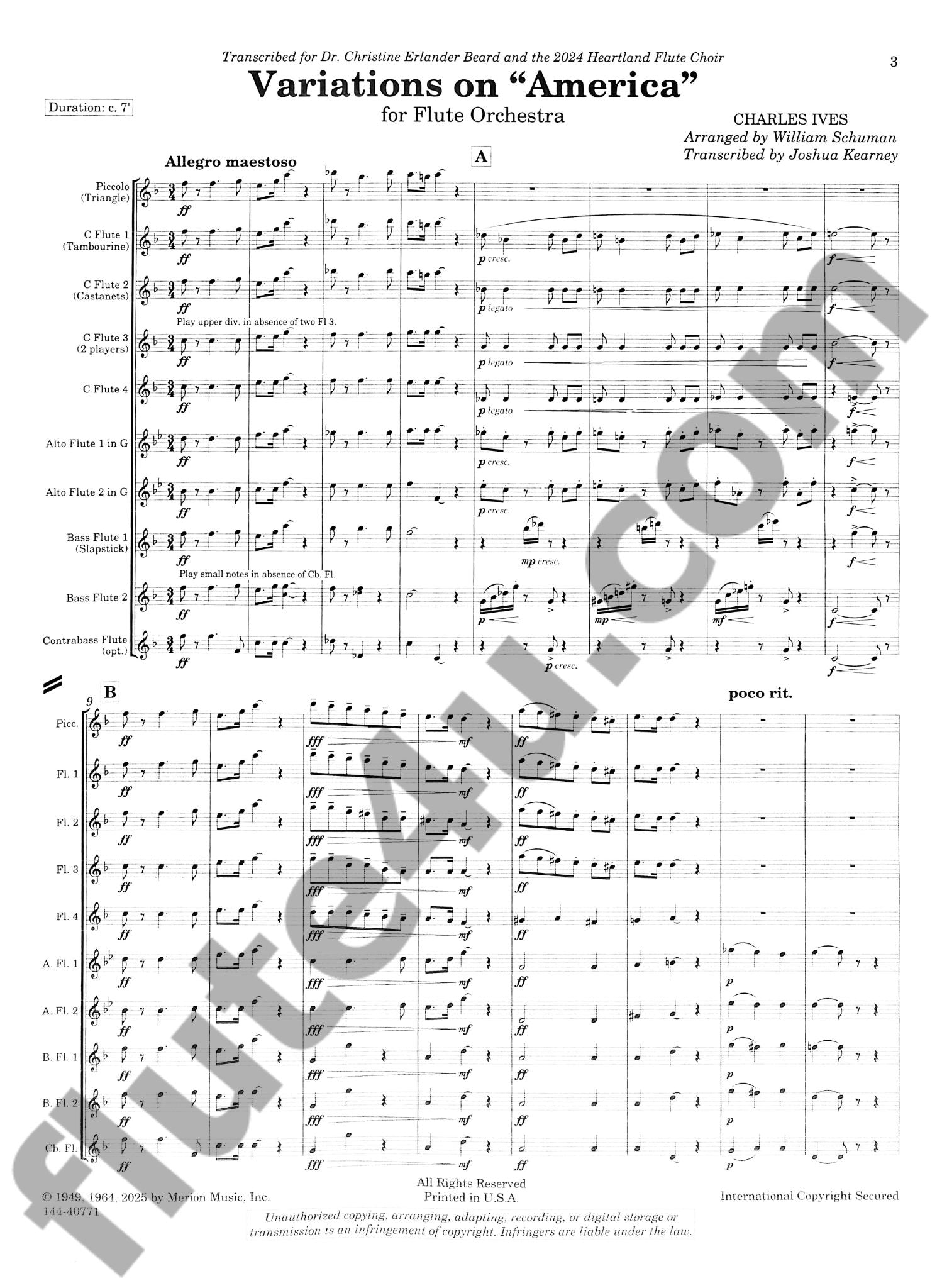 Ives, C :: Variations on 'America'