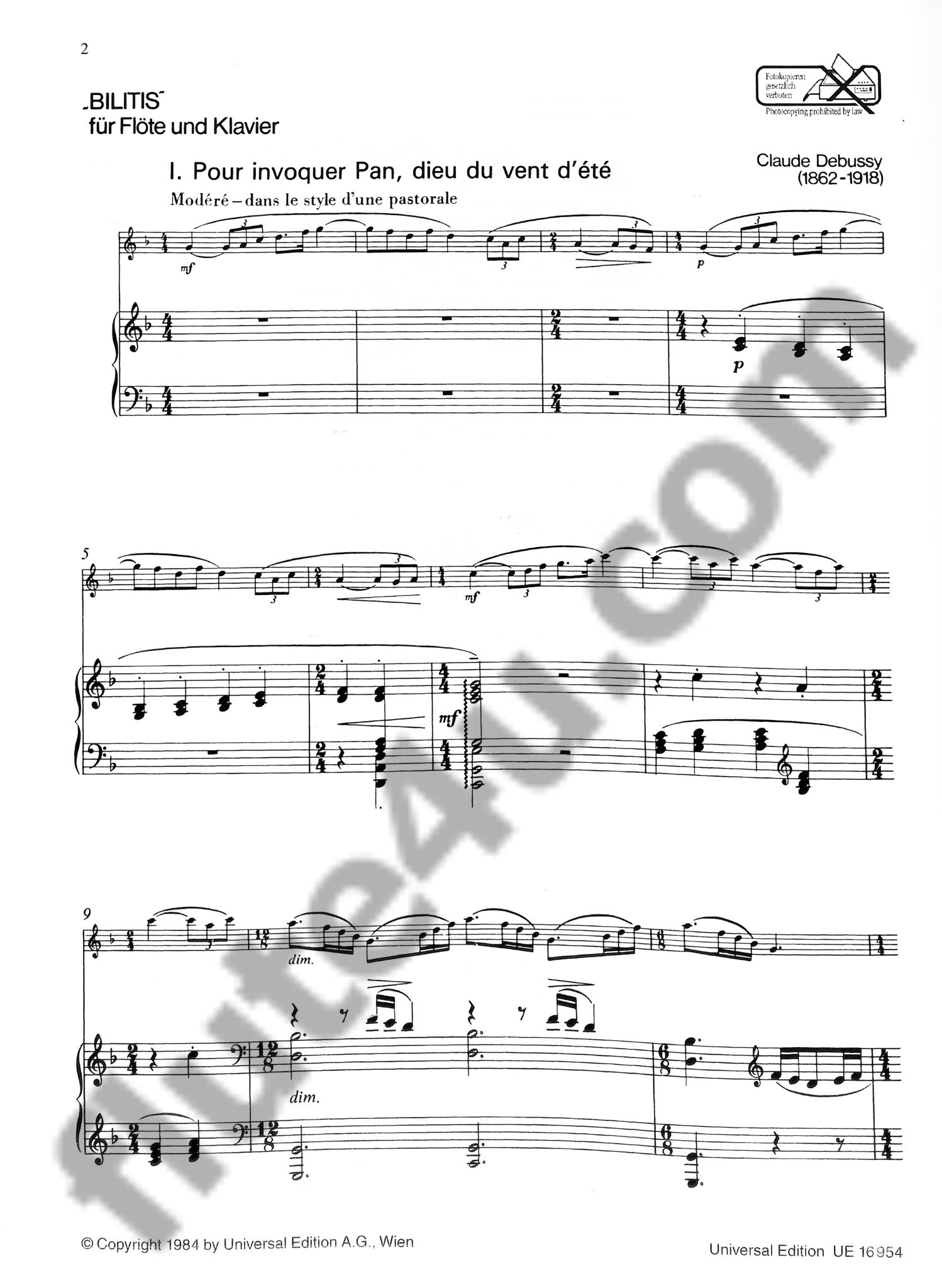 Debussy, C :: 'Bilitis'