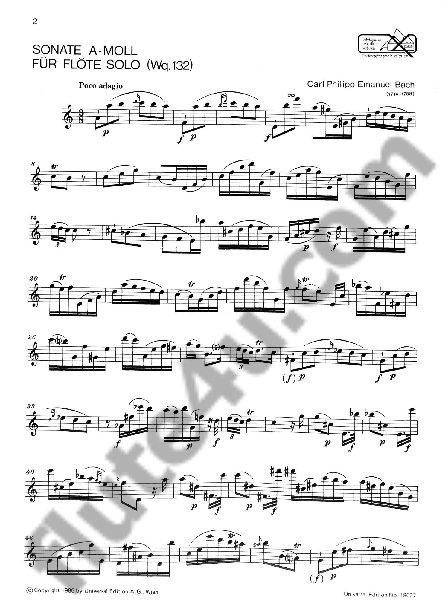 Bach, CPE :: Sonate a-Moll [Sonata A Minor]