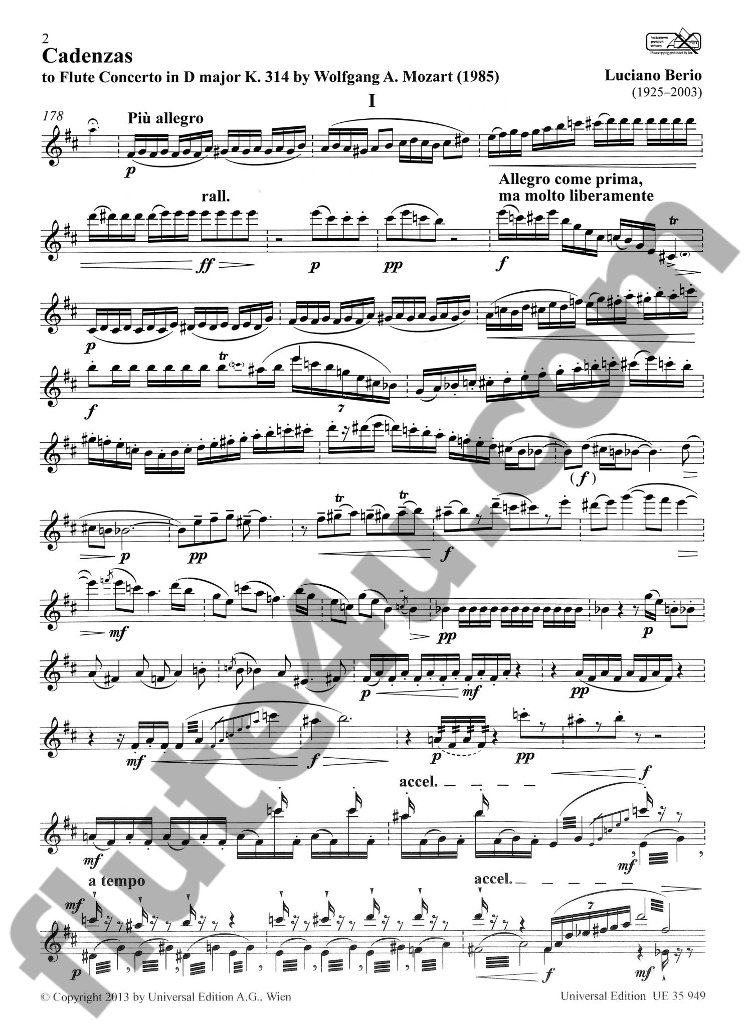 Berio, L :: Kadenzen KV 314 [Cadenzas KV 314]
