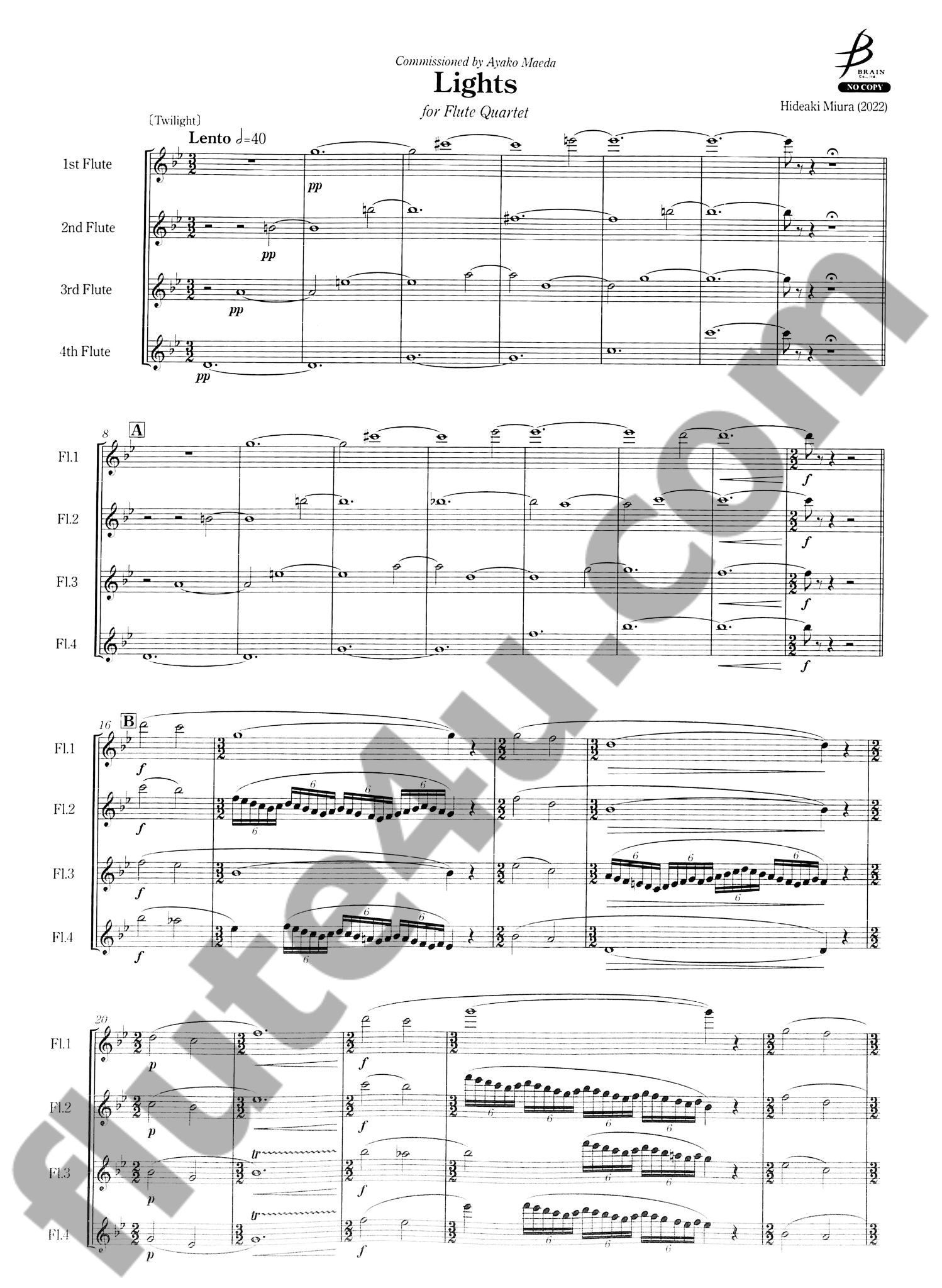 Miura, H :: Lights for Flute Quartet