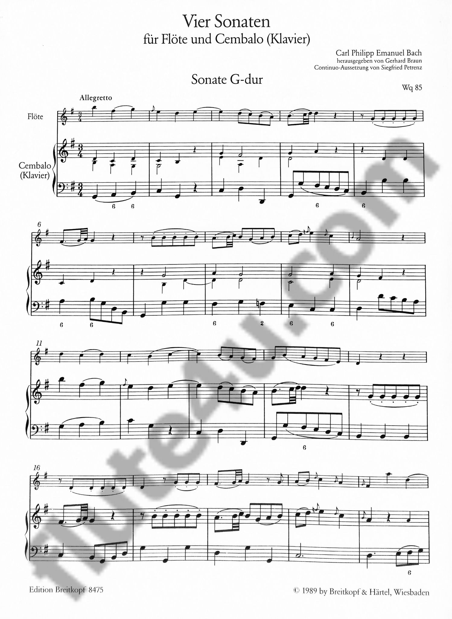 Bach, CPE :: Vier Sonaten Wq 83-86 Heft II [Four Sonatas Wq 83-86 Vol. II]