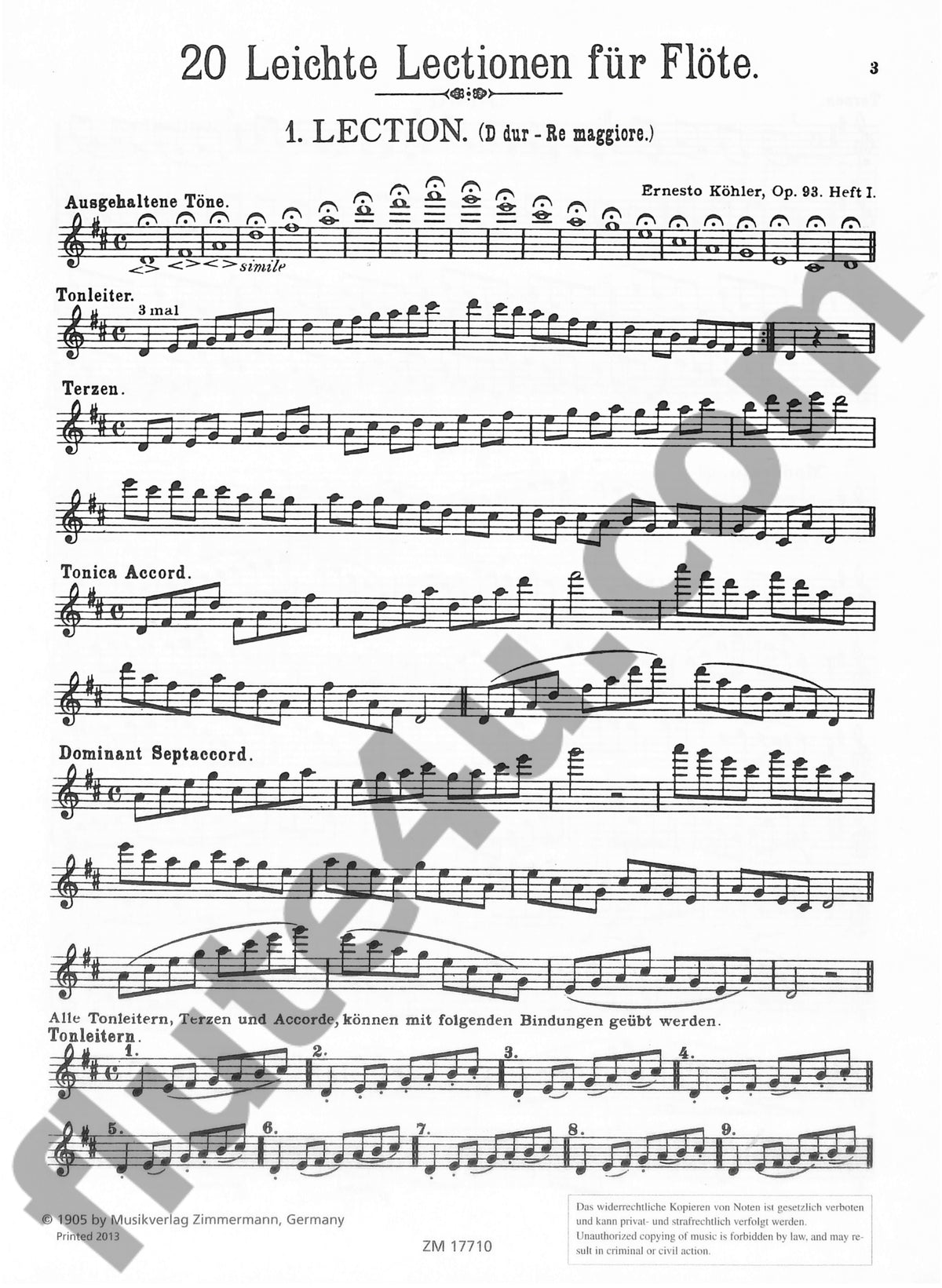 Kohler, E :: 20 leichte und melodische lektionen [Easy and Melodic Exercises] op. 93: Vol. 1