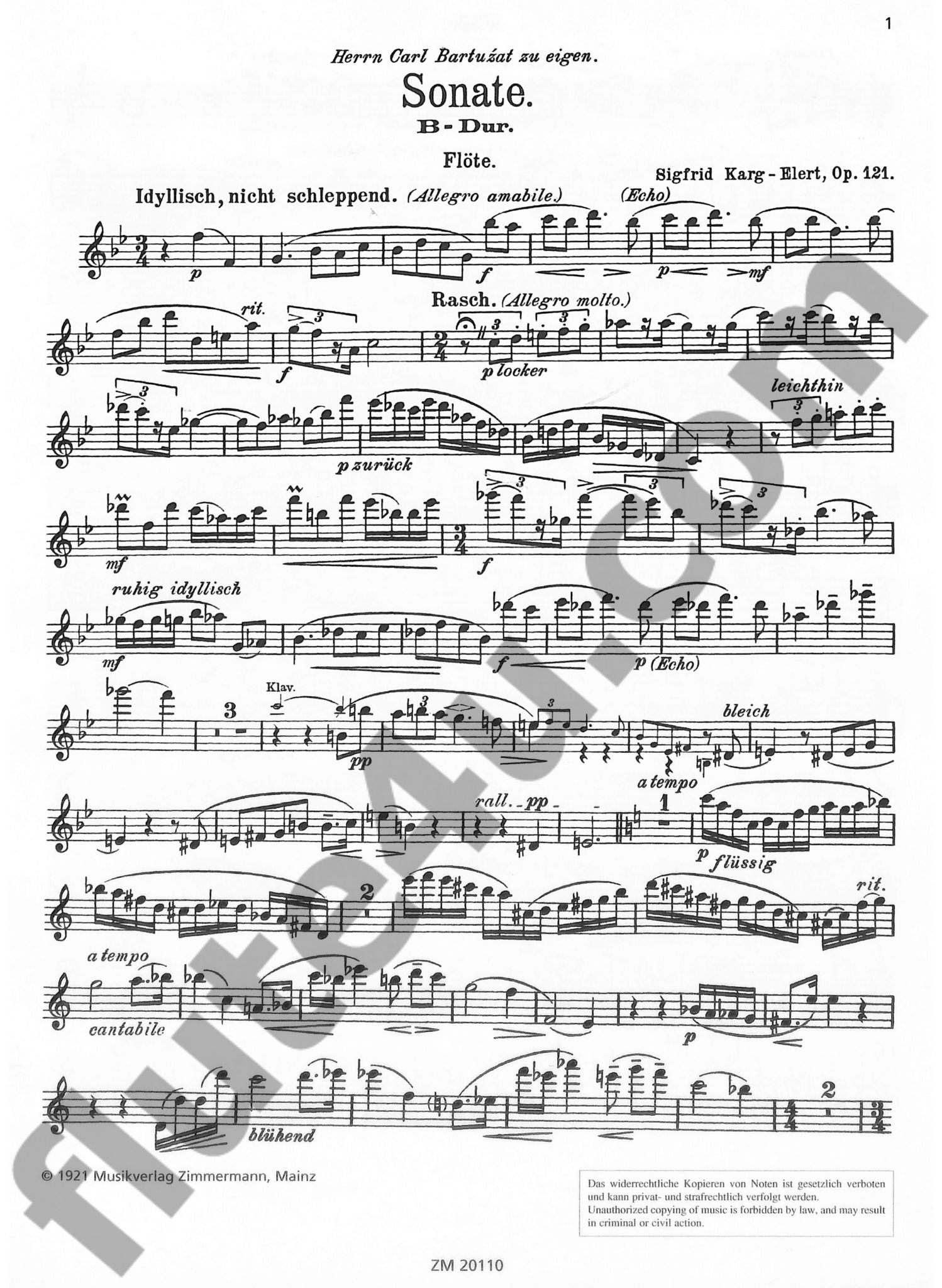 Karg-Elert, S :: Sonate B-Dur op. 121 [Sonata in B flat major op. 121]