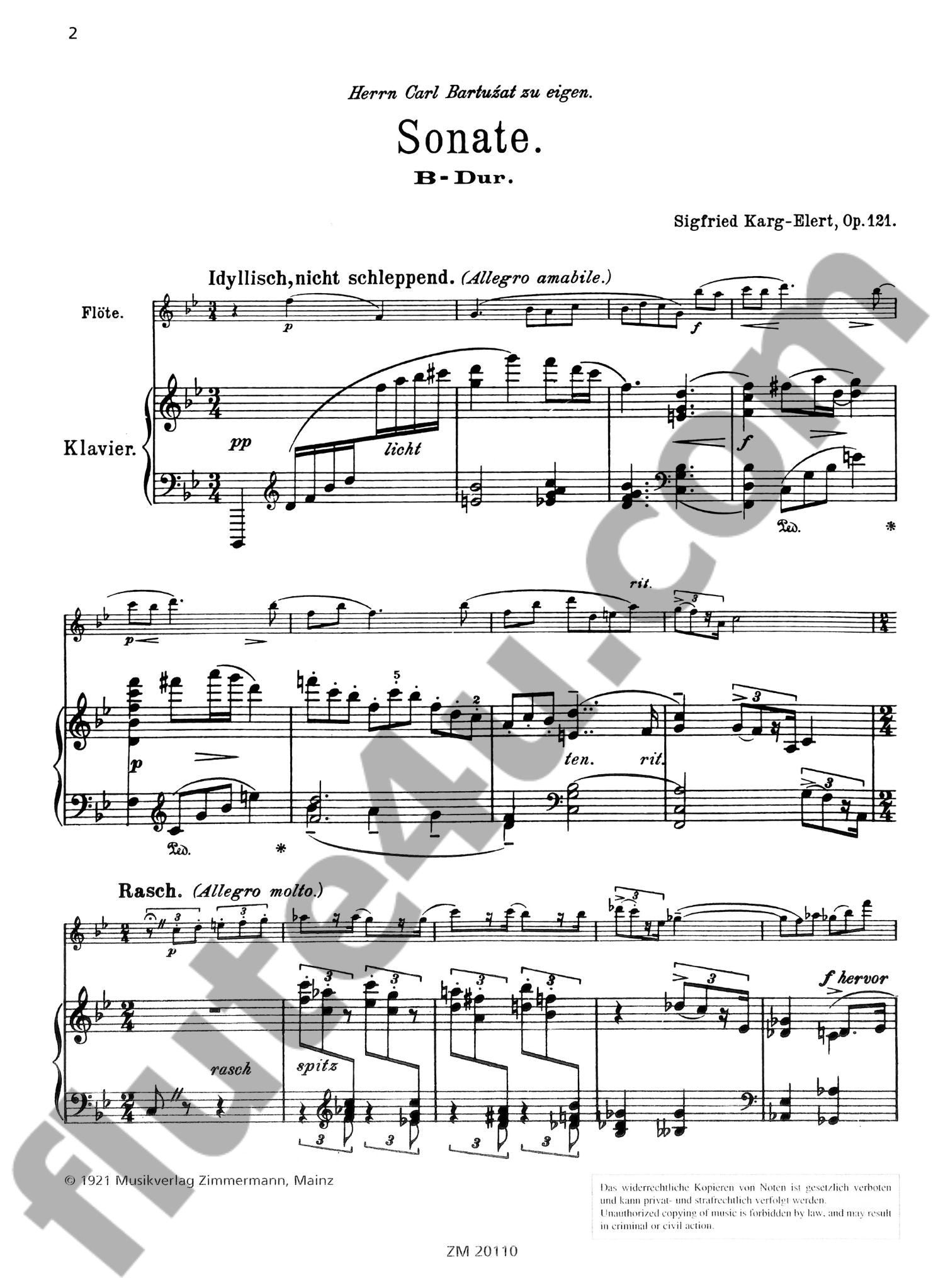 Karg-Elert, S :: Sonate B-Dur op. 121 [Sonata in B flat major op. 121]