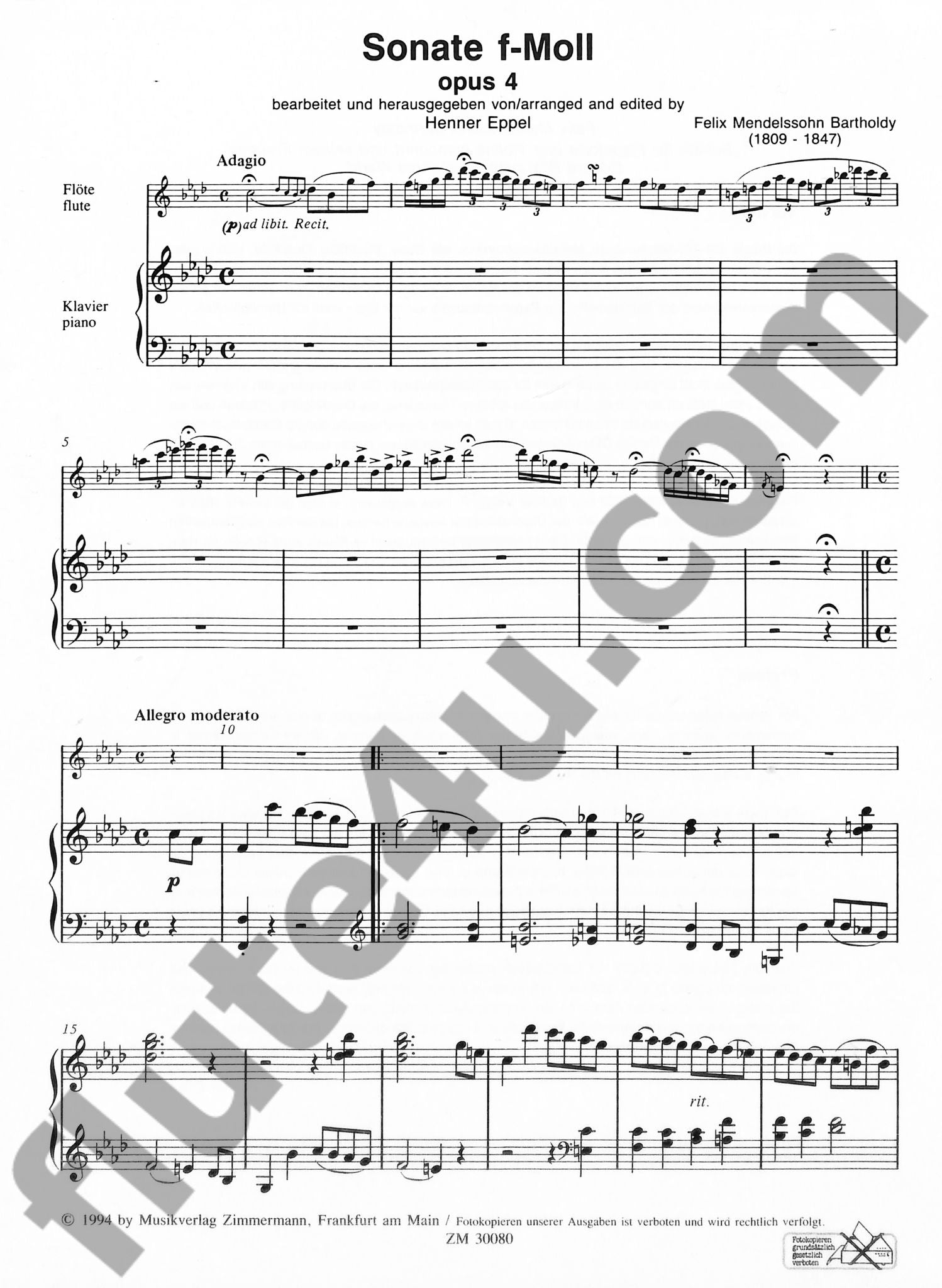 Mendelssohn, F :: Sonata in F minor op. 4