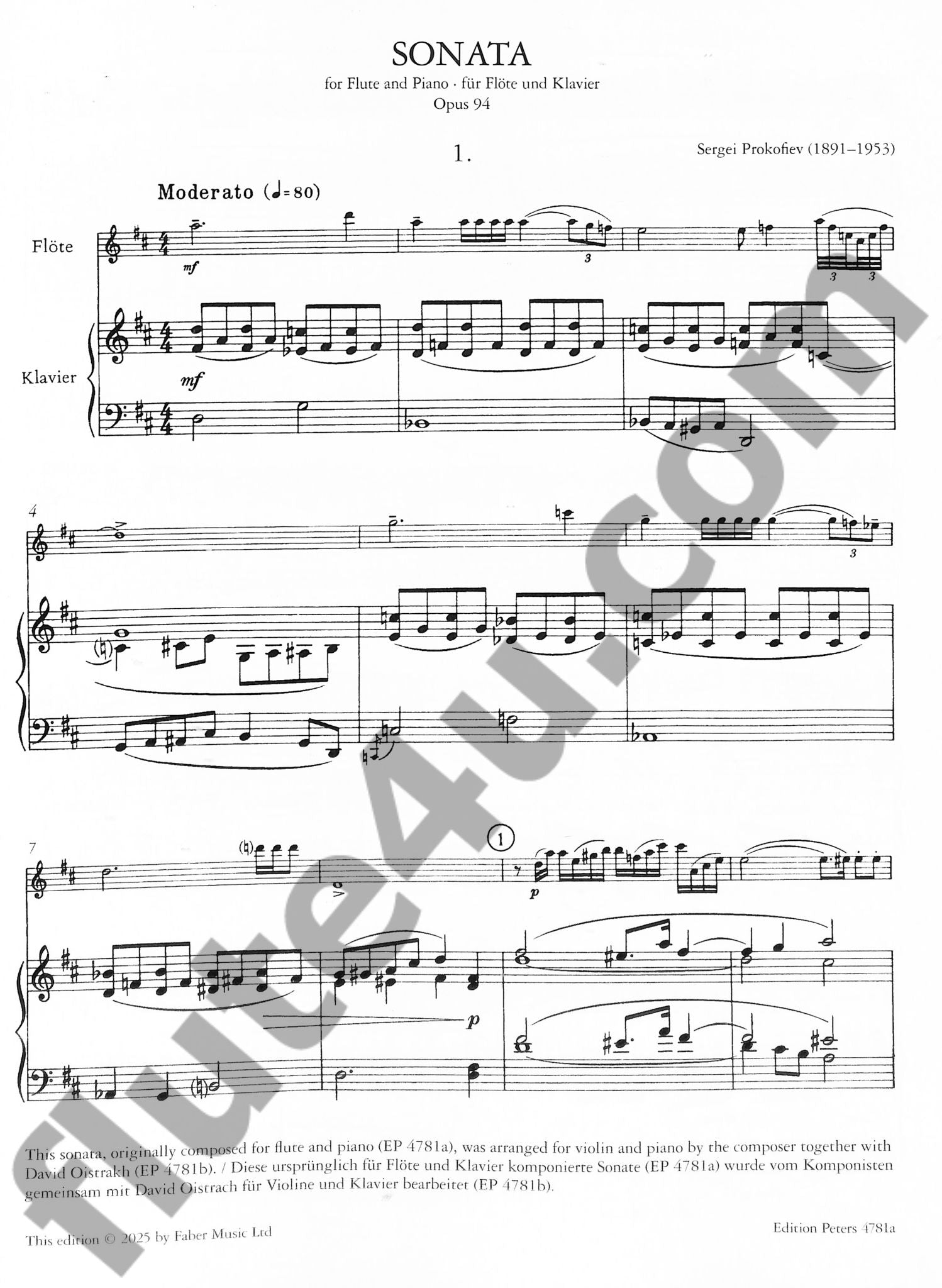 Prokofiev, S :: Sonata, Op. 94