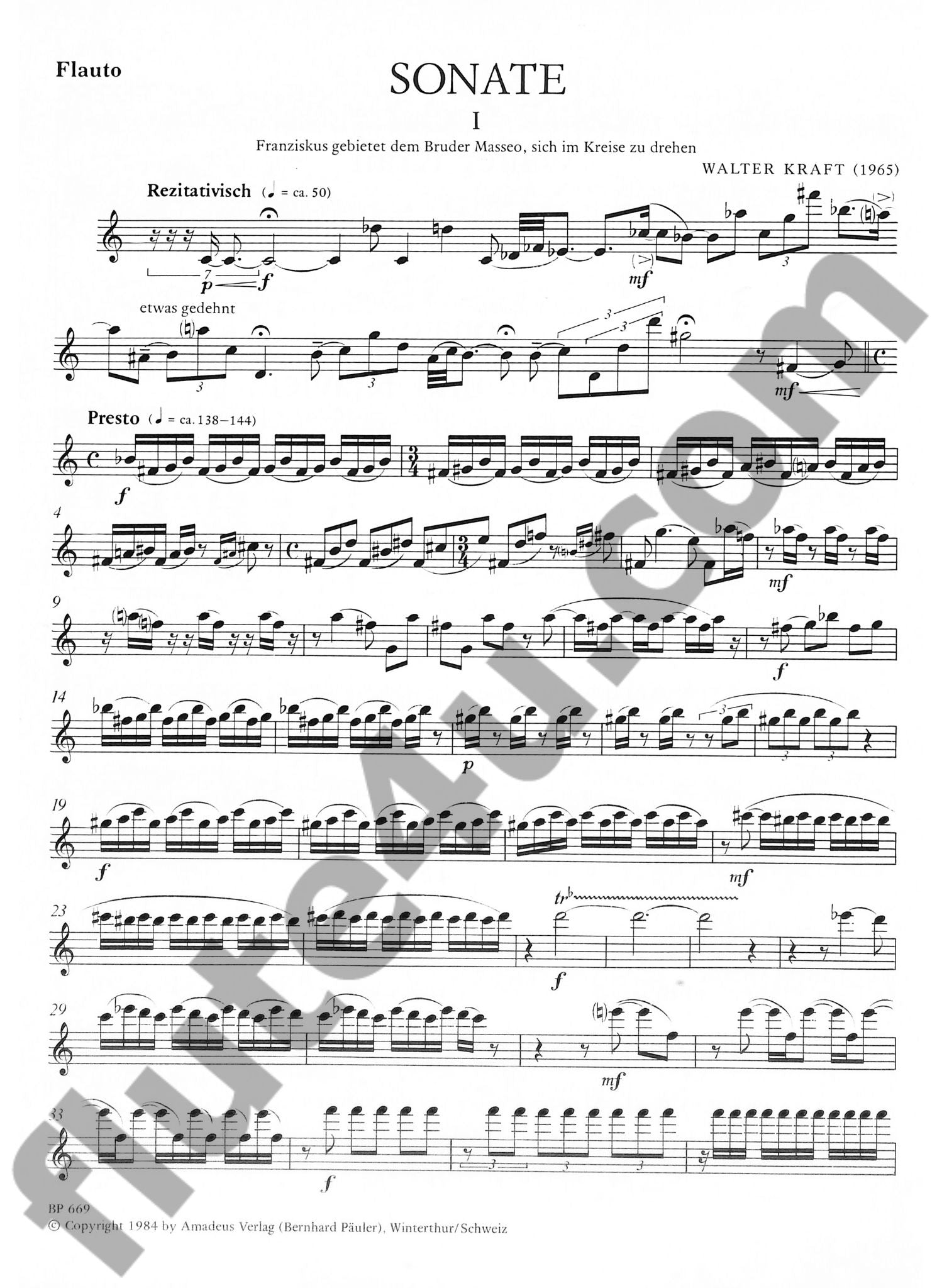 Kraft, W :: Sonate (Franziskus-Legenden)