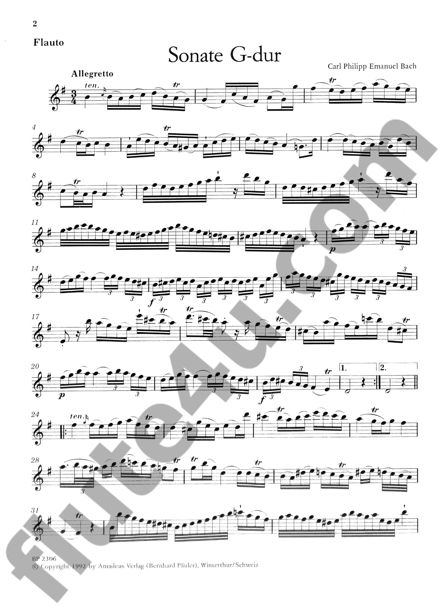 Bach, CPE :: 11. Sonate G-dur [11th Sonata in G major]