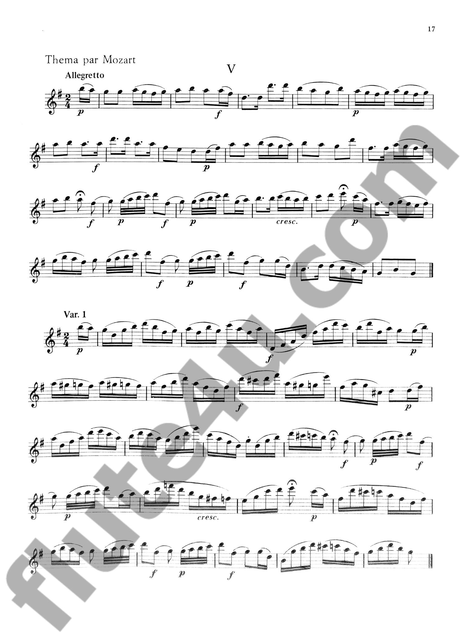 Hoffmeister, FA :: Variation sur airs et themes d'Haydn et Mozart ou Etude pour la Flute [Variations on  Themes of Haydn and Mozart or Etude for flute]