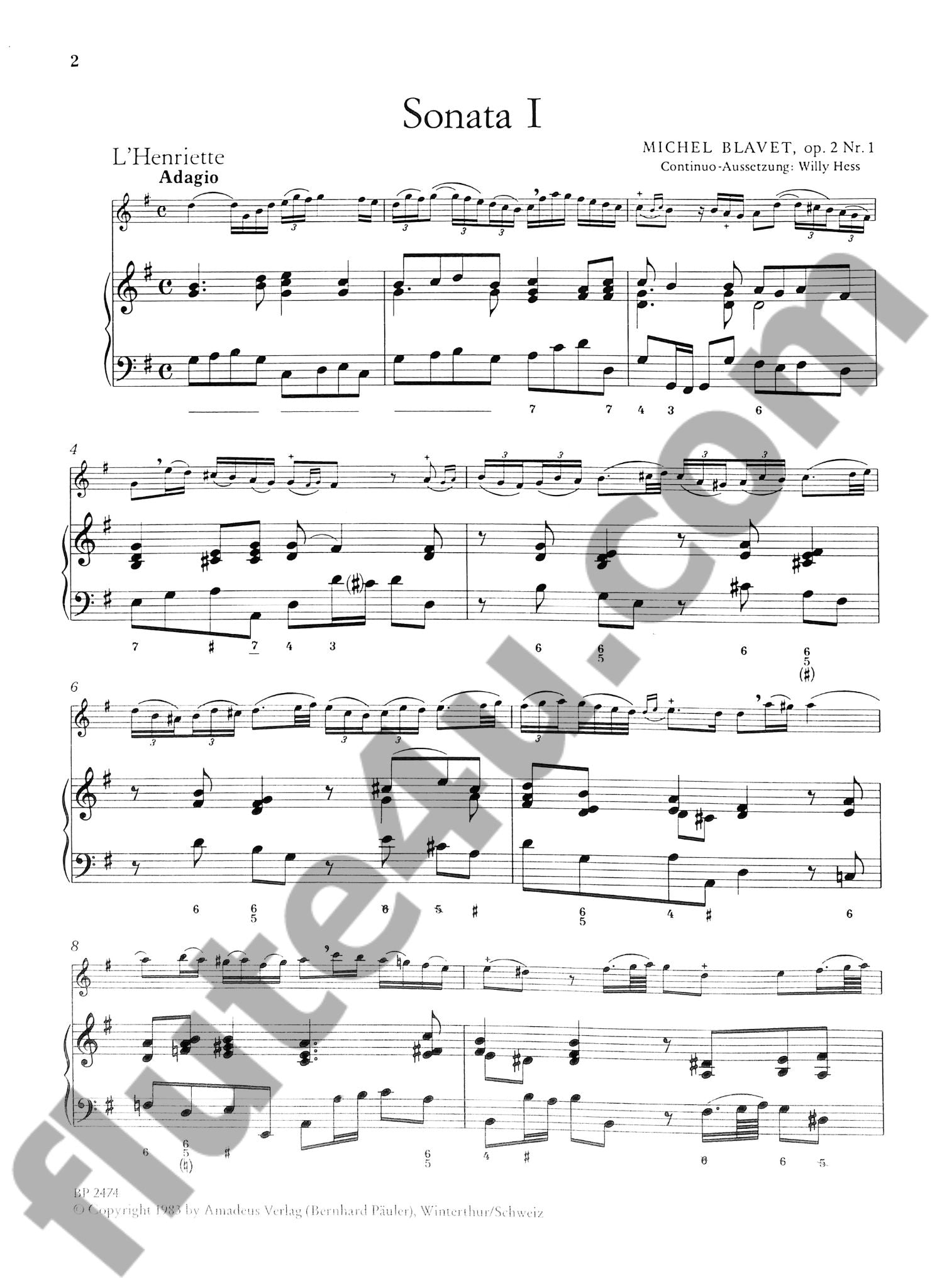Blavet, M :: Sechs Sonaten op. 2 Heft I [Six Sonatas op. 2 Vol. 1, No. 1-3]