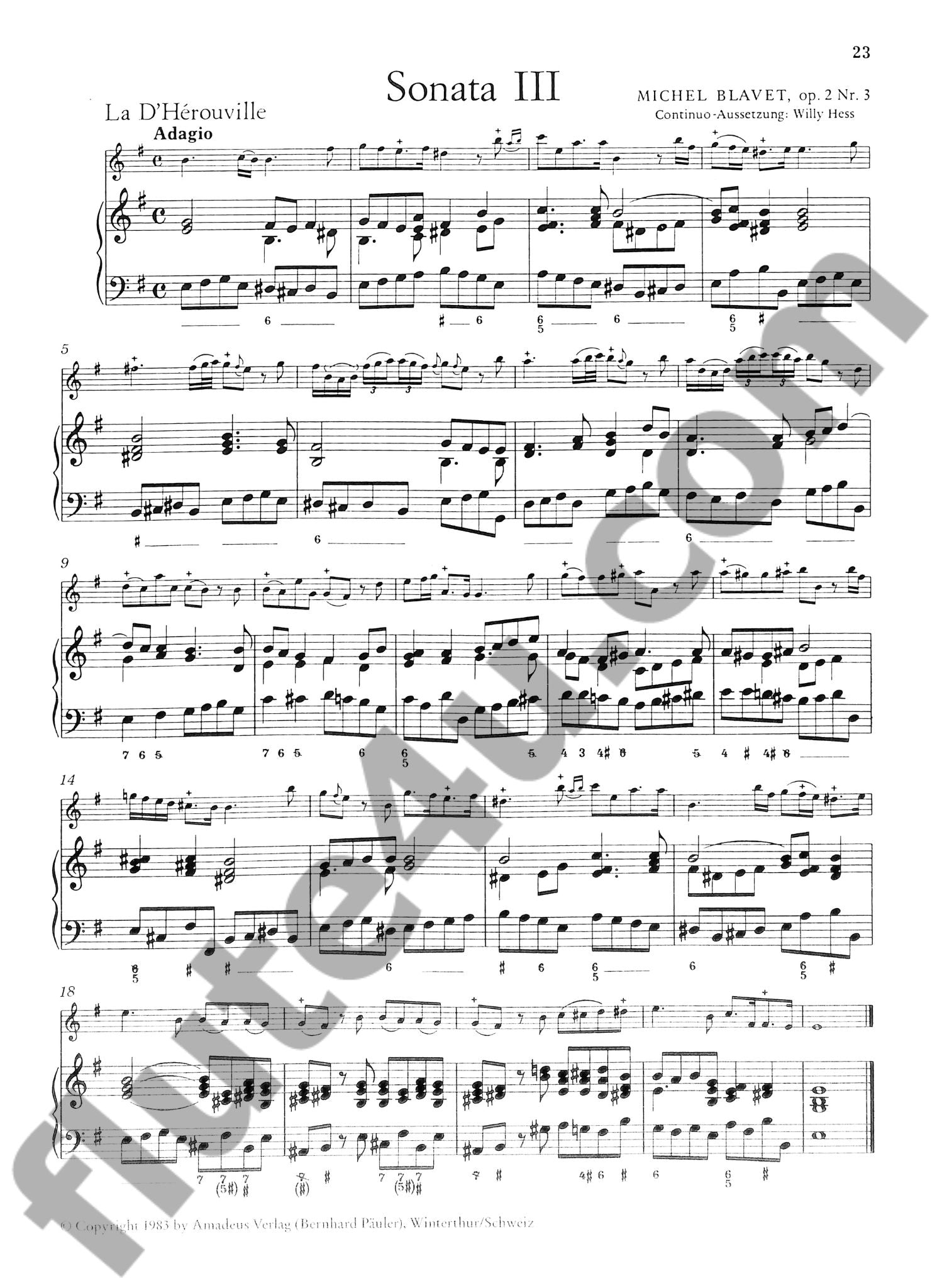 Blavet, M :: Sechs Sonaten op. 2 Heft I [Six Sonatas op. 2 Vol. 1, No. 1-3]