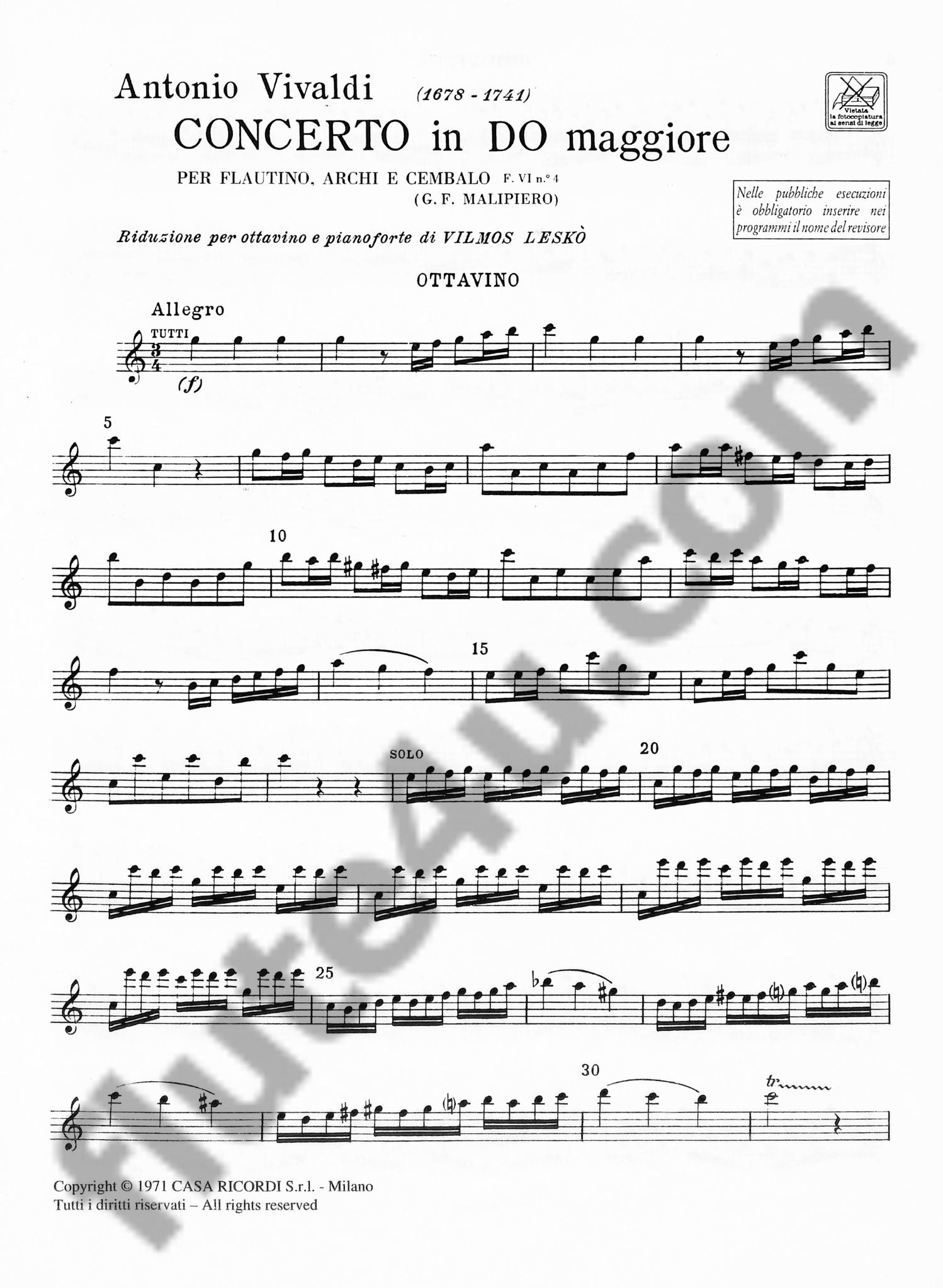 Vivaldi, A :: Concerto in do maggiore F VI, 4 [Concerto in C major F. VI No. 4]