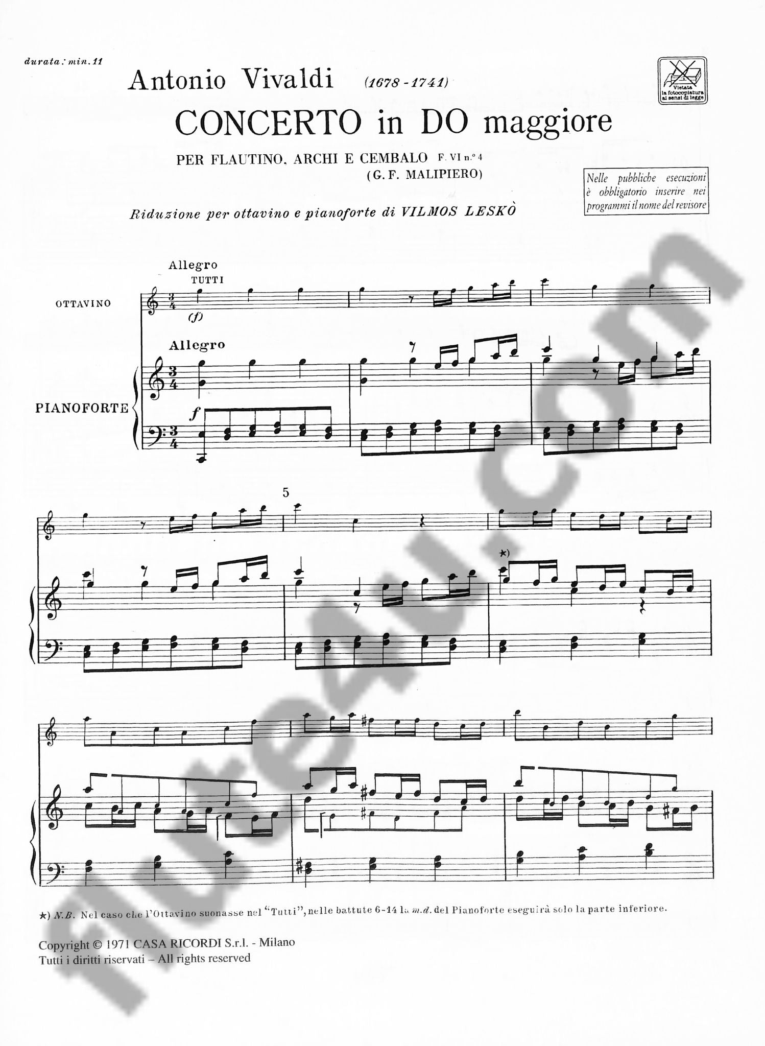Vivaldi, A :: Concerto in do maggiore F VI, 4 [Concerto in C major F. VI No. 4]