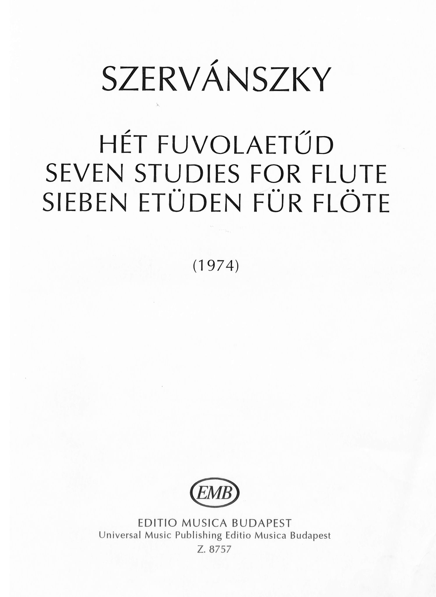 Szervanszky, E :: Het Fuvolaetud [Seven Studies for Flute]