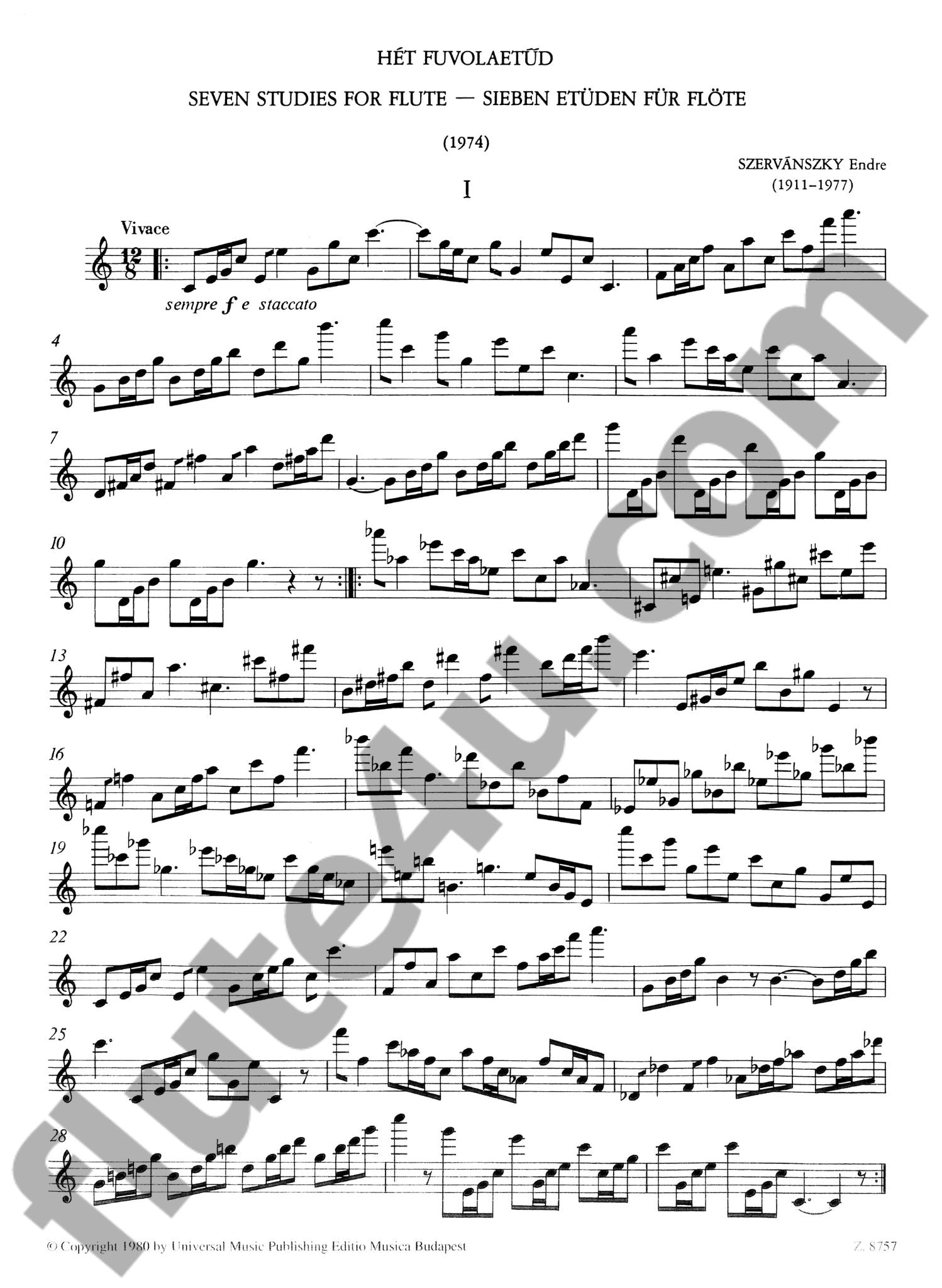 Szervanszky, E :: Het Fuvolaetud [Seven Studies for Flute]