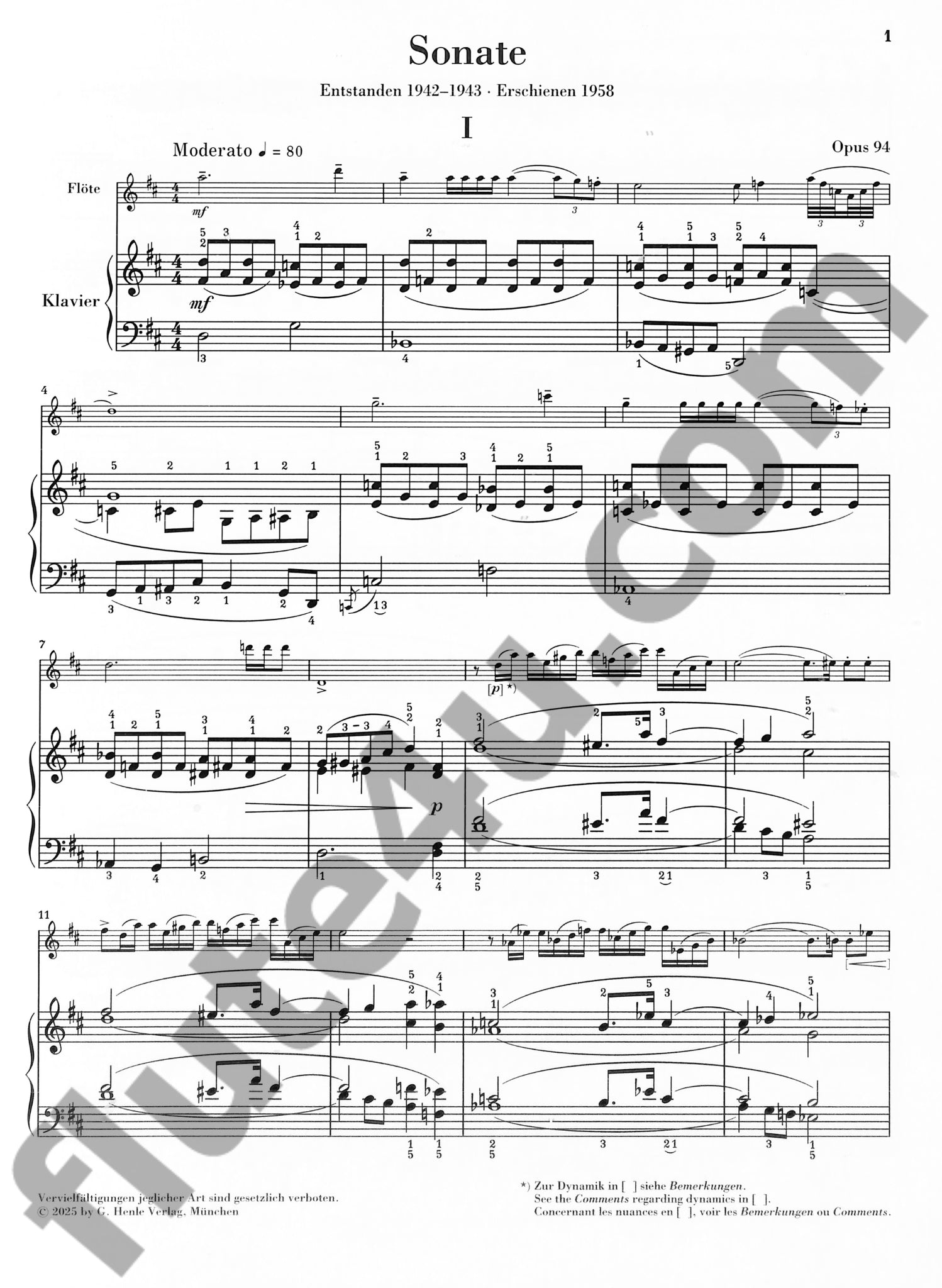 Prokofiev, S :: Sonate D-dur Opus 94 [Sonata in D Major, Op. 94]