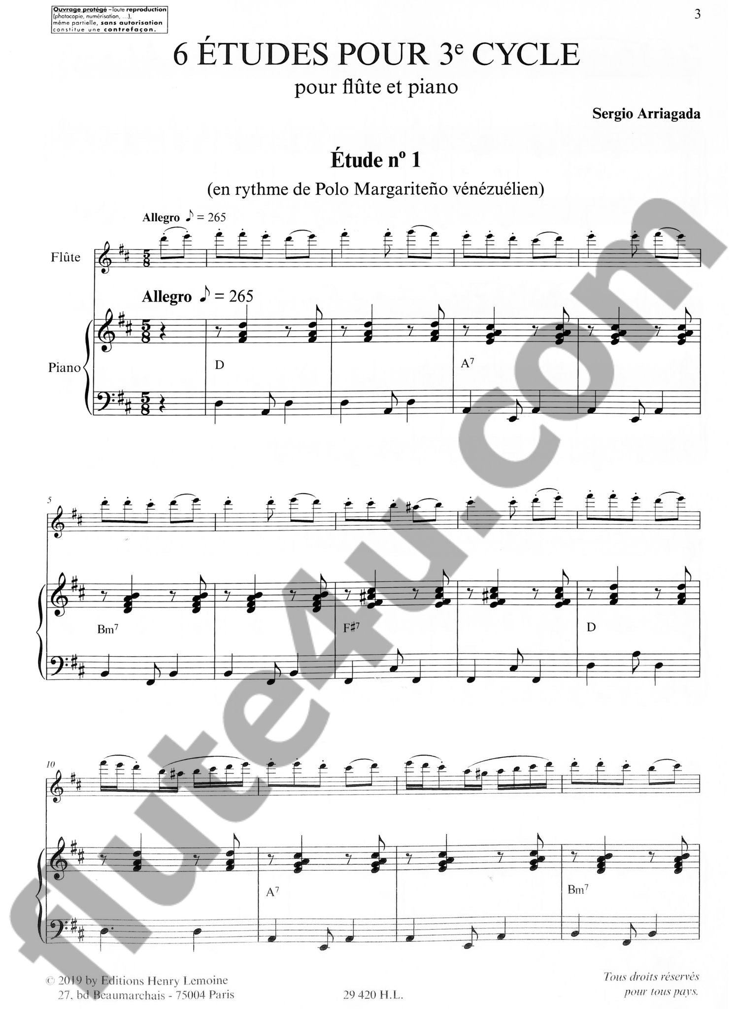 Arriagada, S :: 6 etudes pour 3e cycle