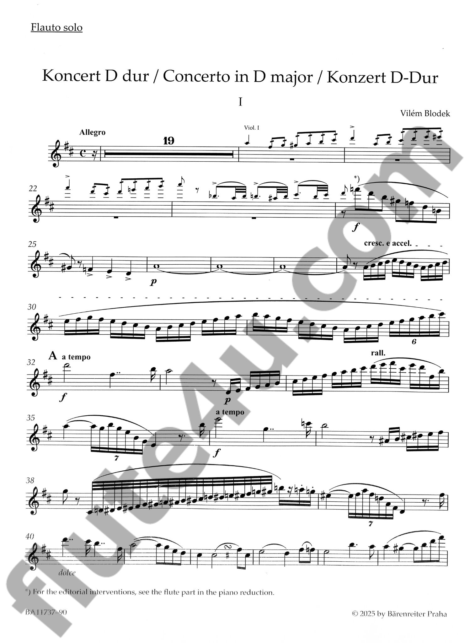 Blodek, V :: Concerto In D Major