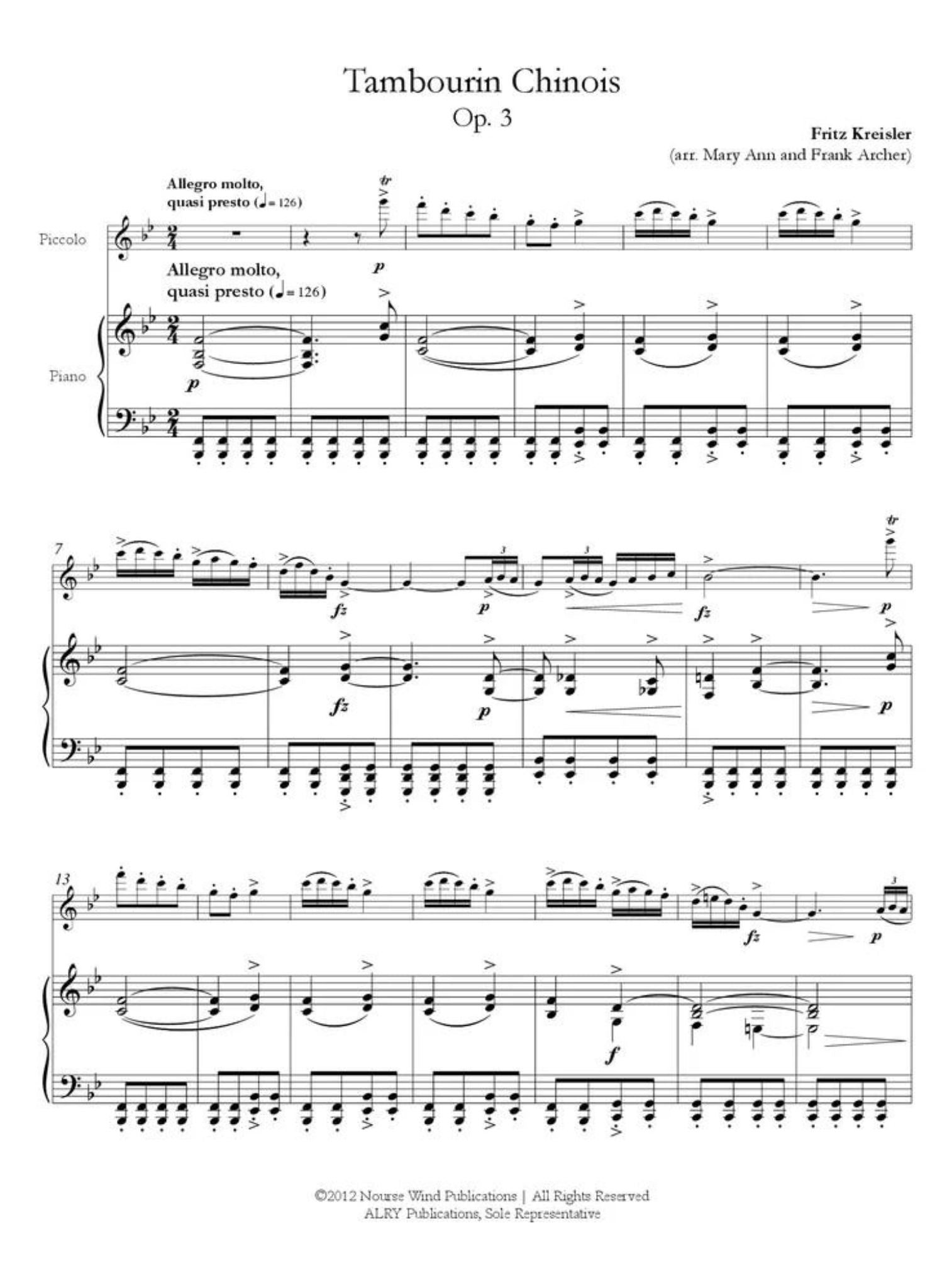 Kreisler, F :: Tambourin Chinois (Op. 3)