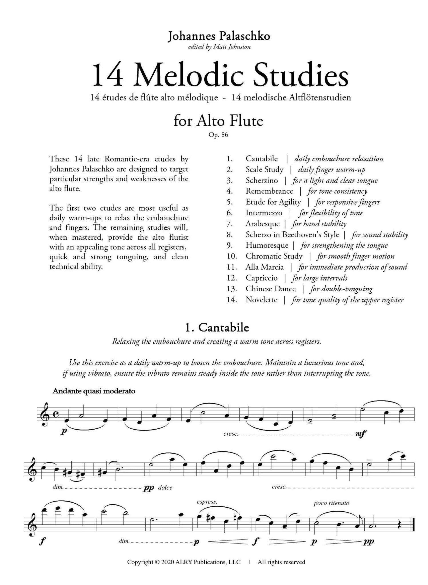 Palaschko, J :: 14 Melodic Exercises from Op. 86