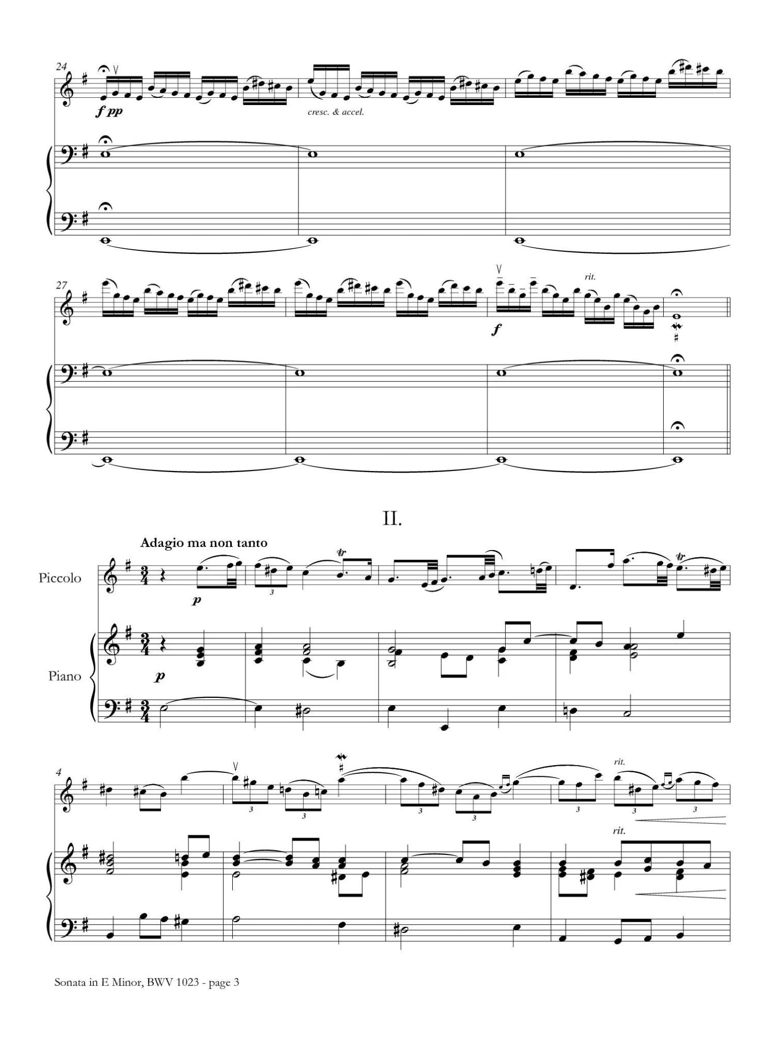 Bach, JS :: Sonata in E Minor, BWV 1023