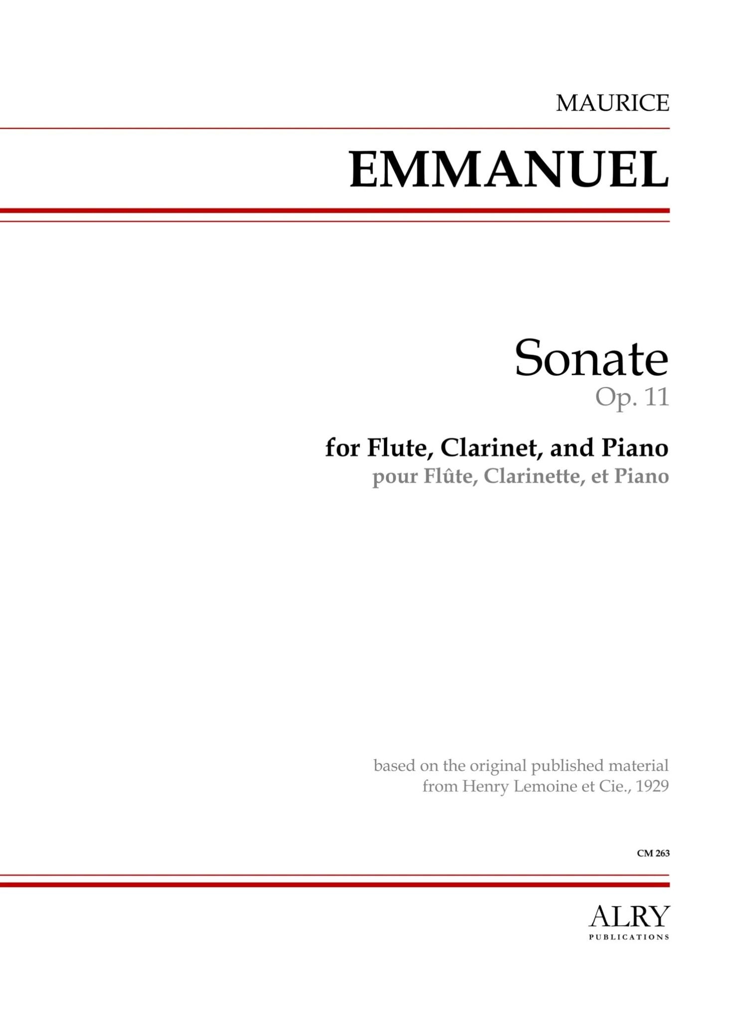 Emmanuel, M :: Sonate, Op. 11