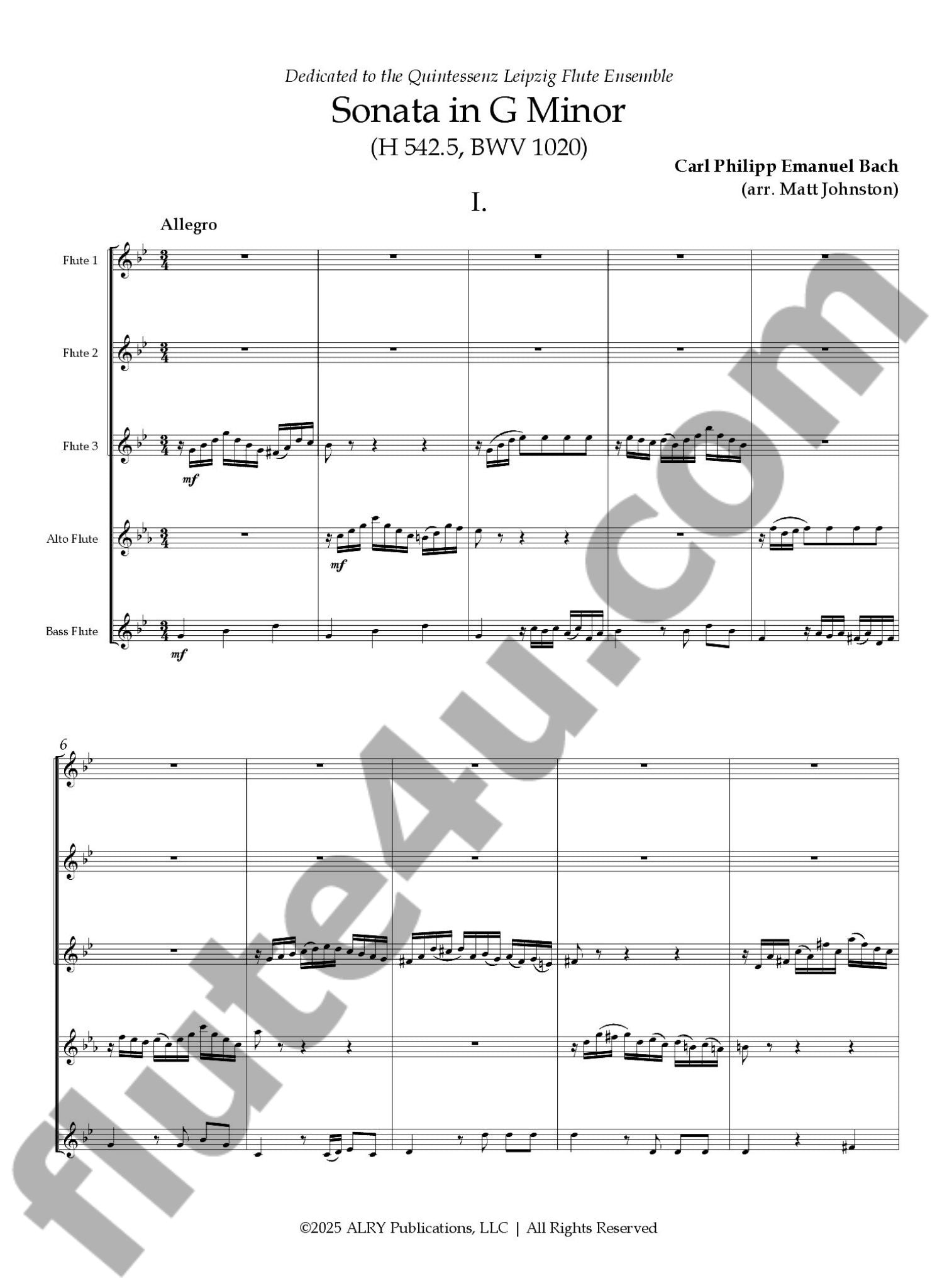 Bach, CPE :: Sonata in G Minor, H 542.5, BWV 1020