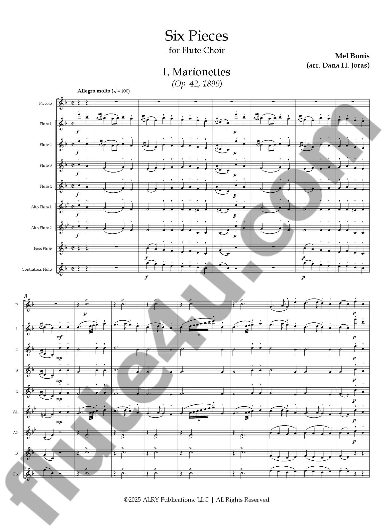 Bonis, M :: Six Pieces for Flute Choir