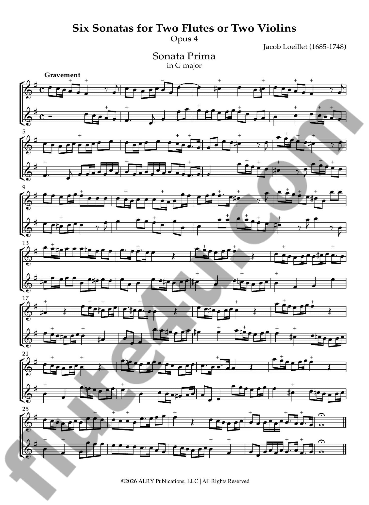 Loeillet, J :: Six Sonatas, Op. 4