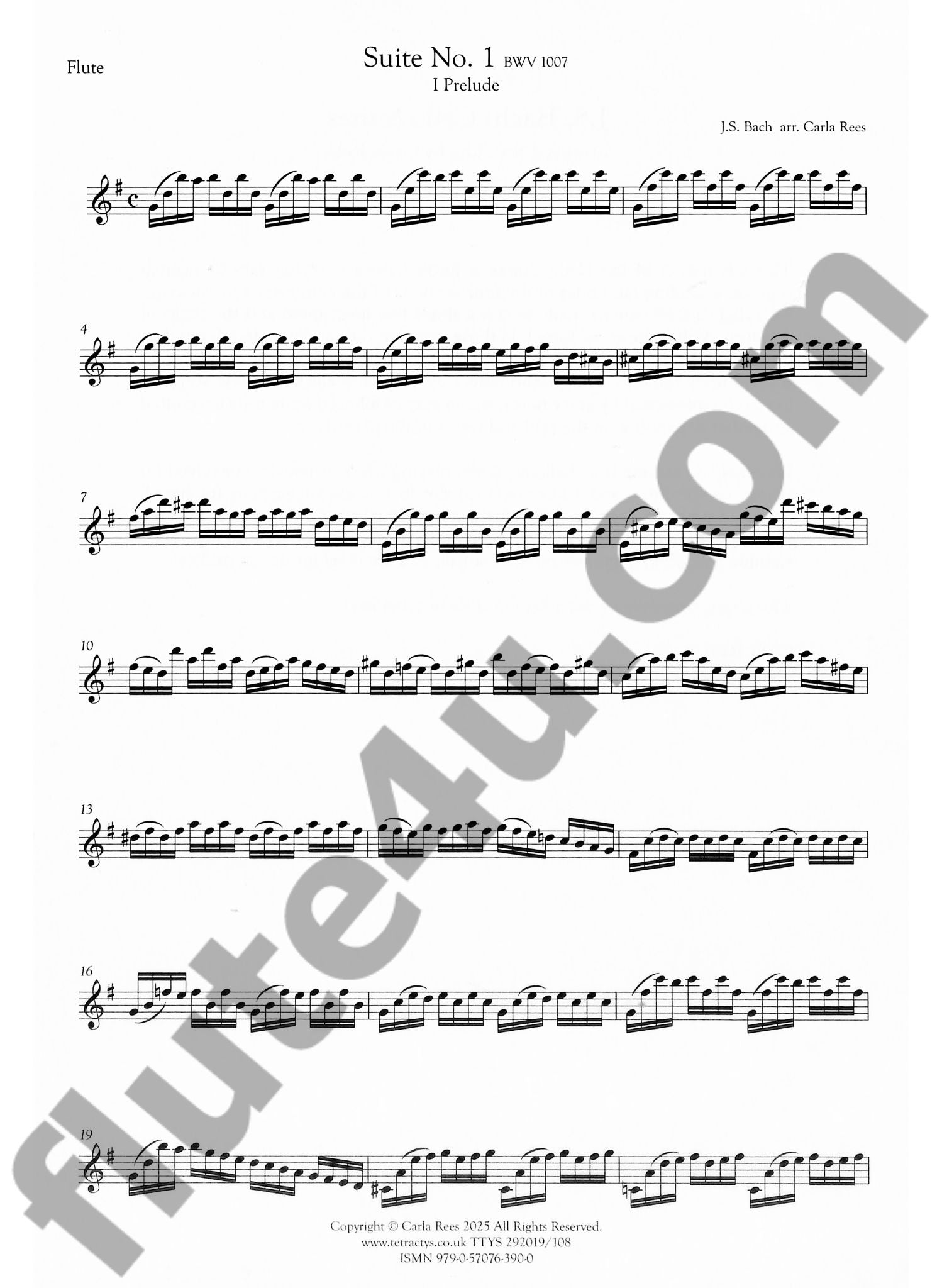 Bach, JS ::  Cello Suites for C Flute, Vol. 1