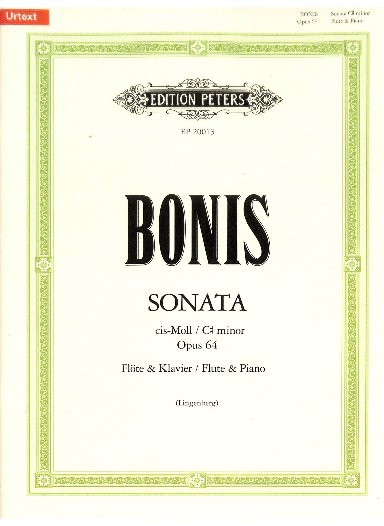 Bonis, M :: Sonata for Flute and Piano in C-sharp minor Op. 64
