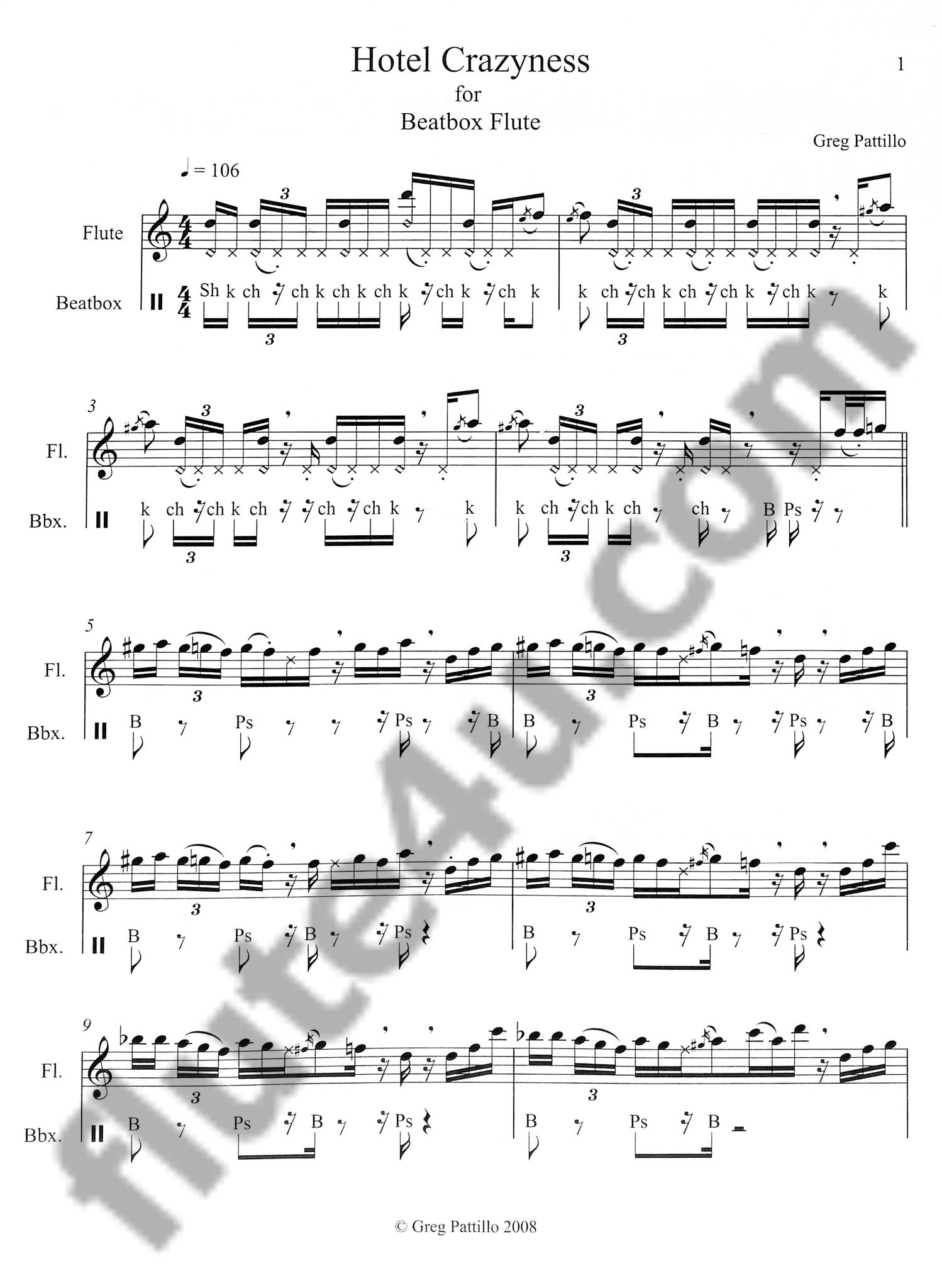 Pattillo, G :: Four Etudes for Beatbox Flute