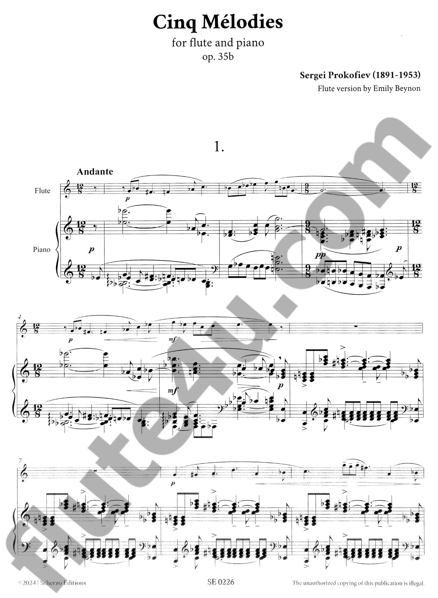 Prokofiev, S :: Cinq Melodies, Op. 35b